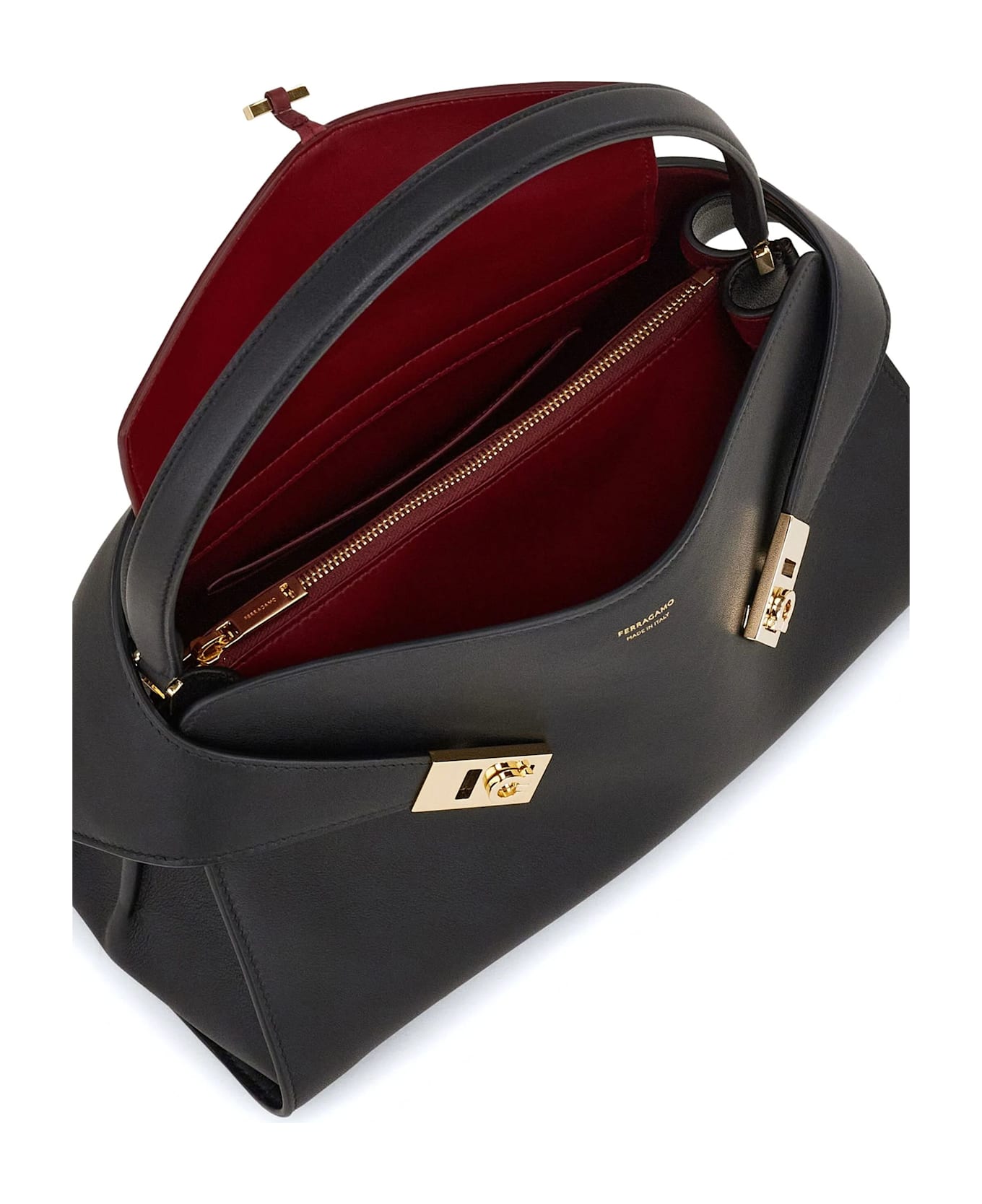 Ferragamo Hug Soft Two-tone Shoulder Bag (m) - BLUE GRAPHITE