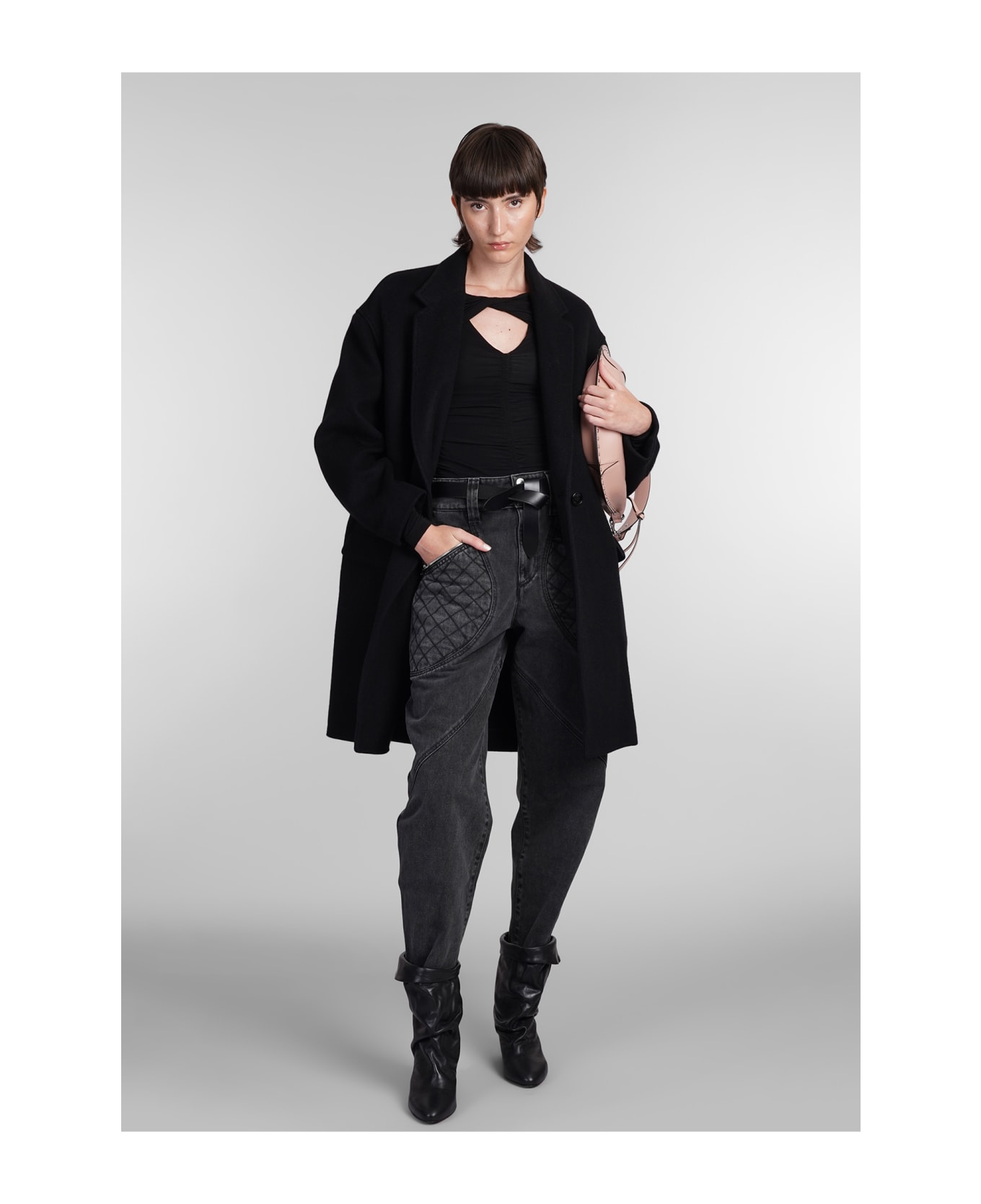 Isabel Marant Efegozi Coat In Black Wool - black