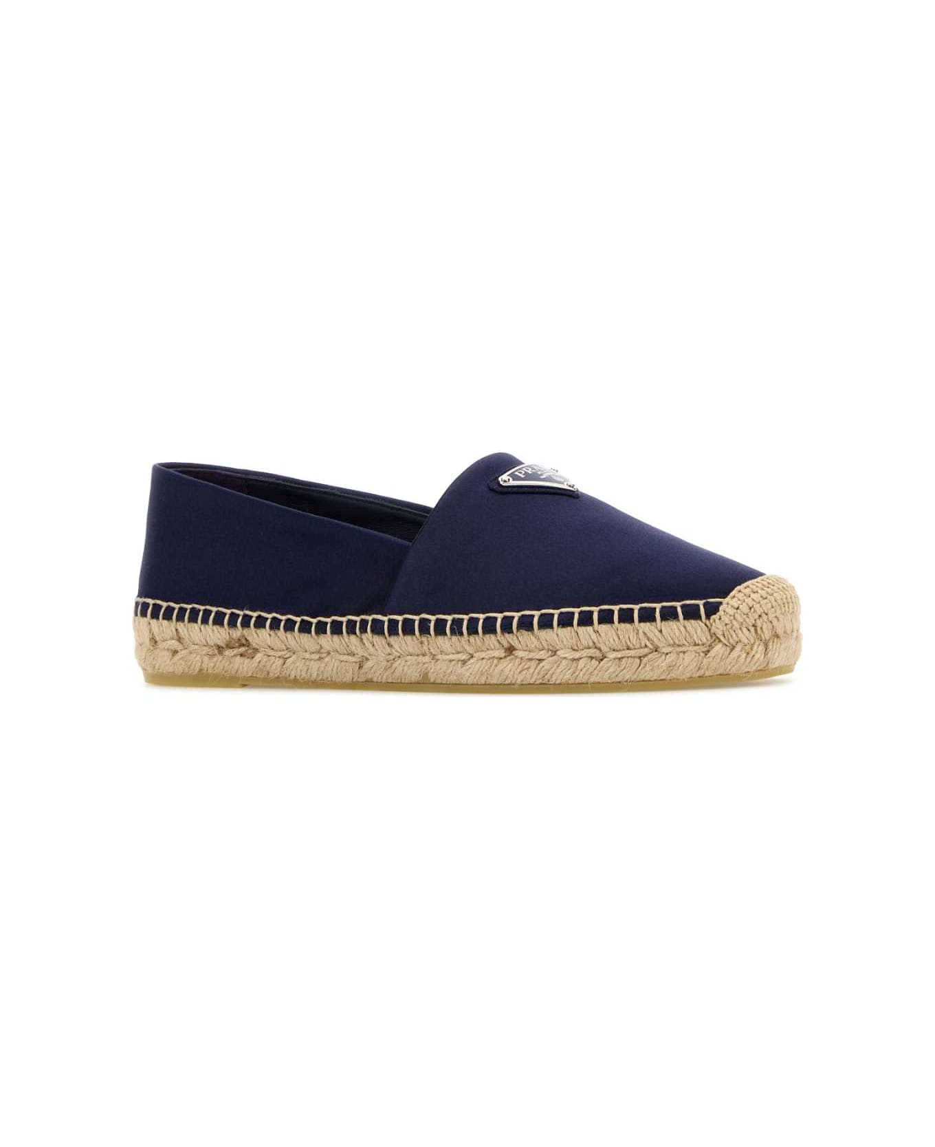 Prada Dark Blue Satin Espadrilles - ANEMONE