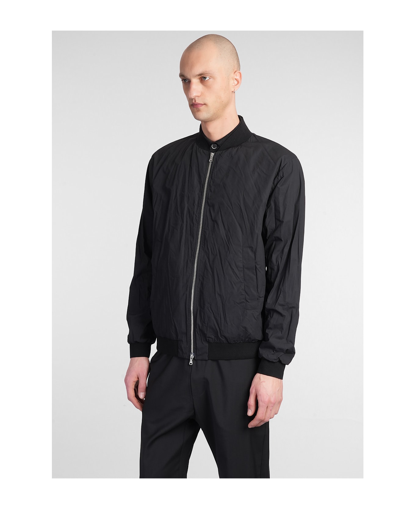 Barena Blus Bomber Jacket In Black Cotton - black