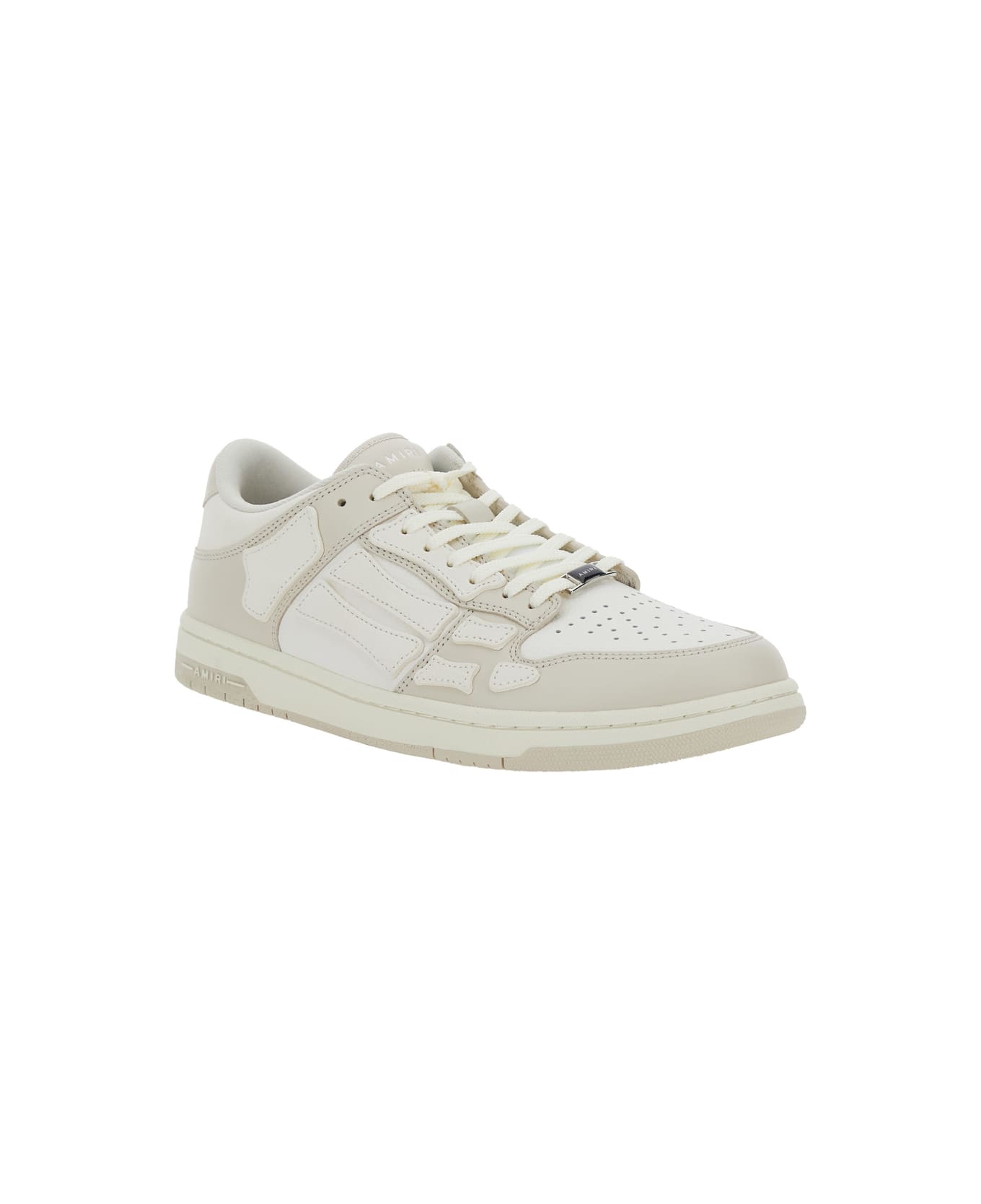 AMIRI 
skel Top Low
 White Sneakers With Skeleton Patch In Leather Man - NEUTRALS