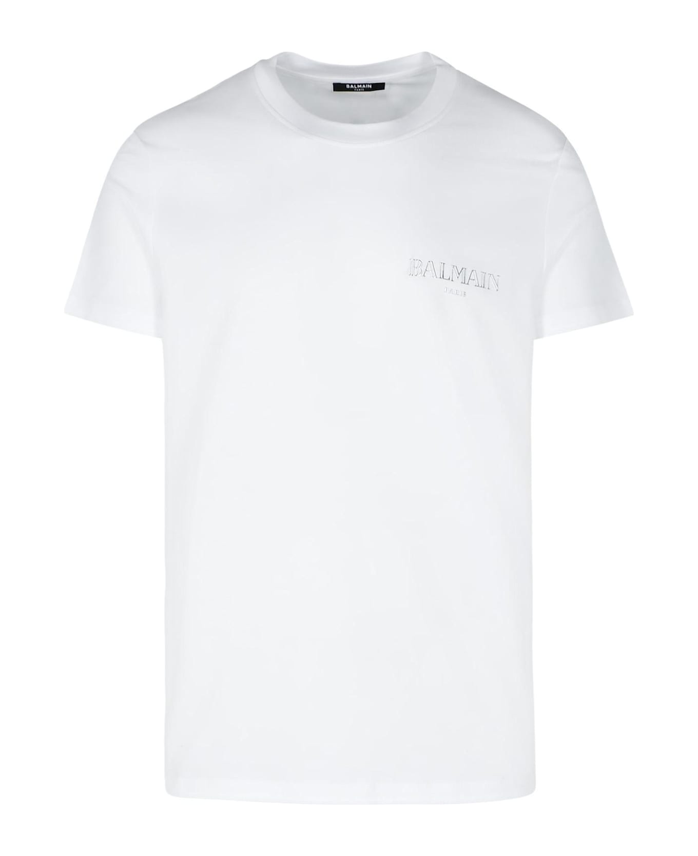 Balmain White Cotton T-shirt - BLANC ARGENT