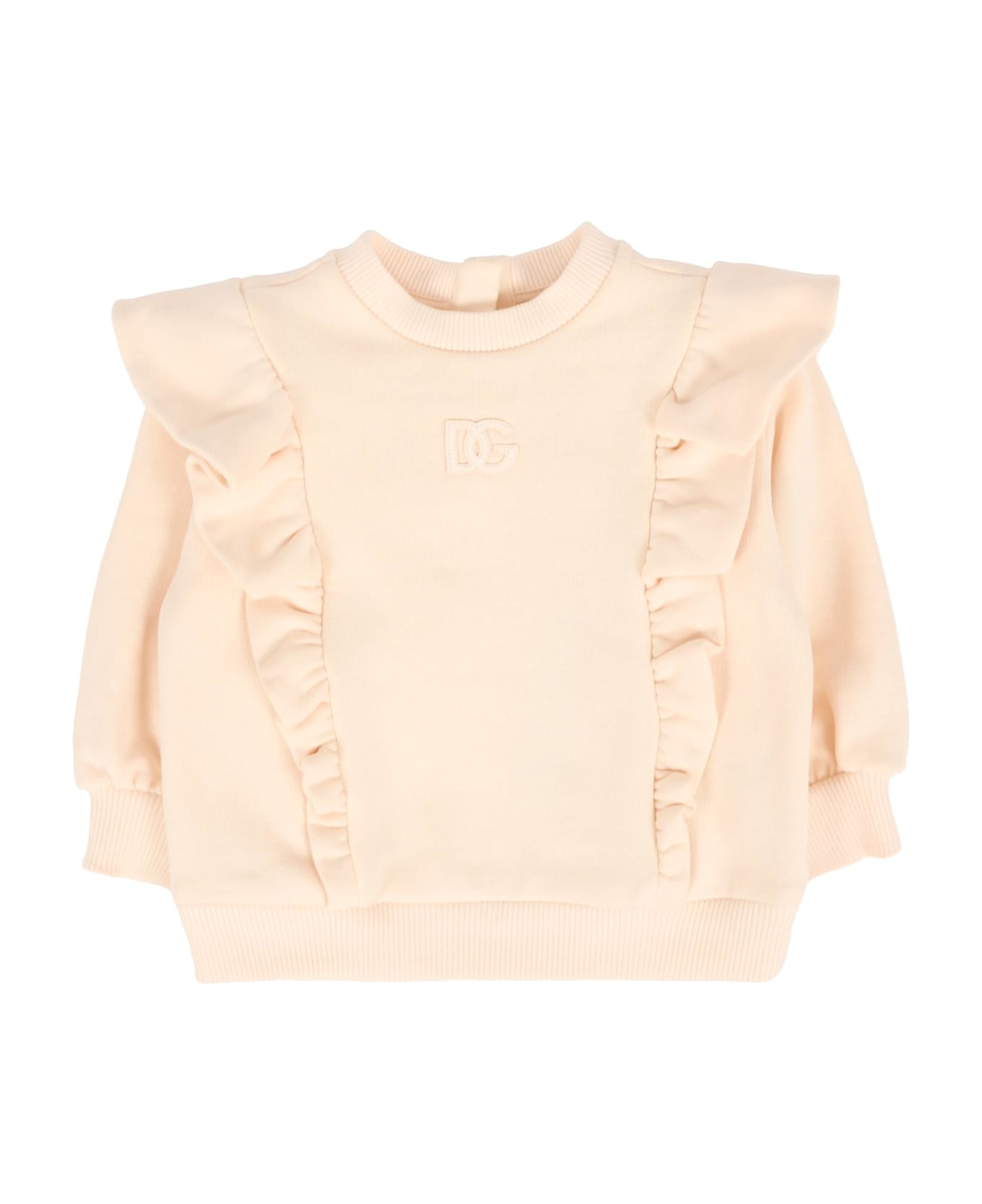 Dolce 
Gabbana Pink Sweatshirt For Baby Girl With Logo - Pink