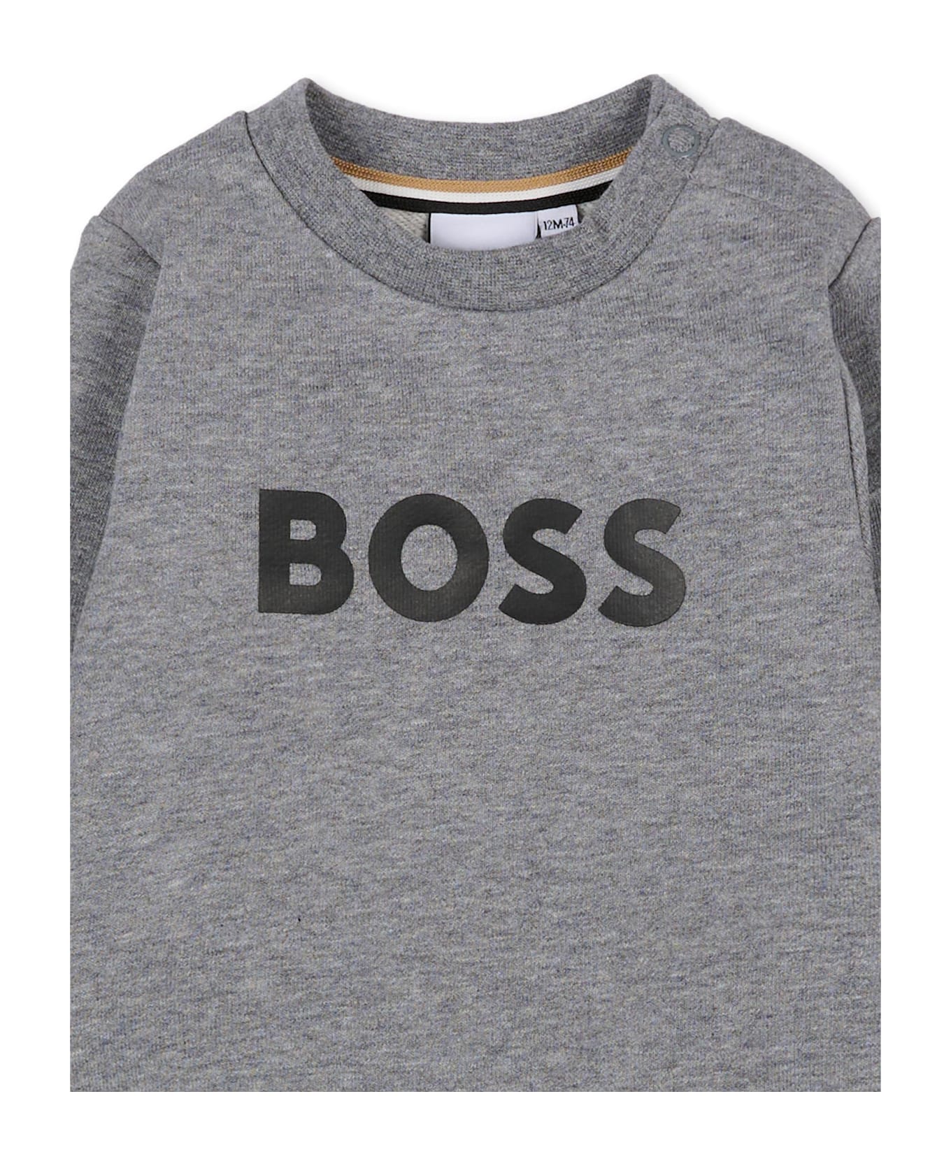 Hugo Boss Grey Sweatshirt For Baby Boy With Logo - Grey