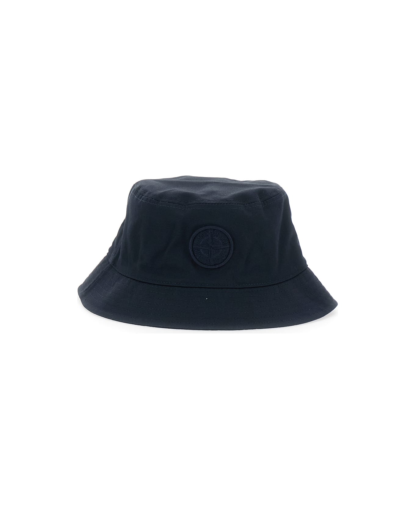 Stone Island Junior Blue Bucket Hat With Logo Patch On The Front In Cotton Boy - Blu