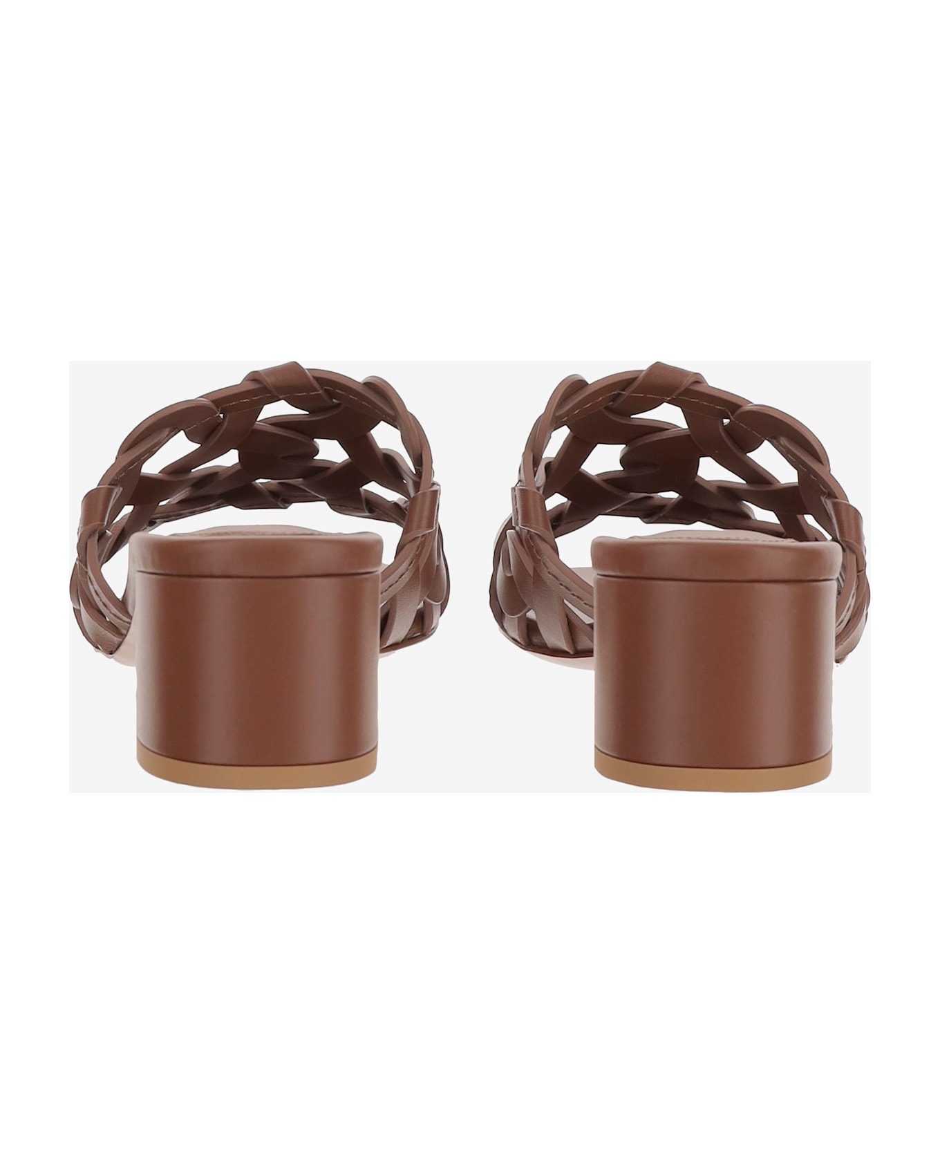 Gianvito Rossi Woven Leather Mules - Brown