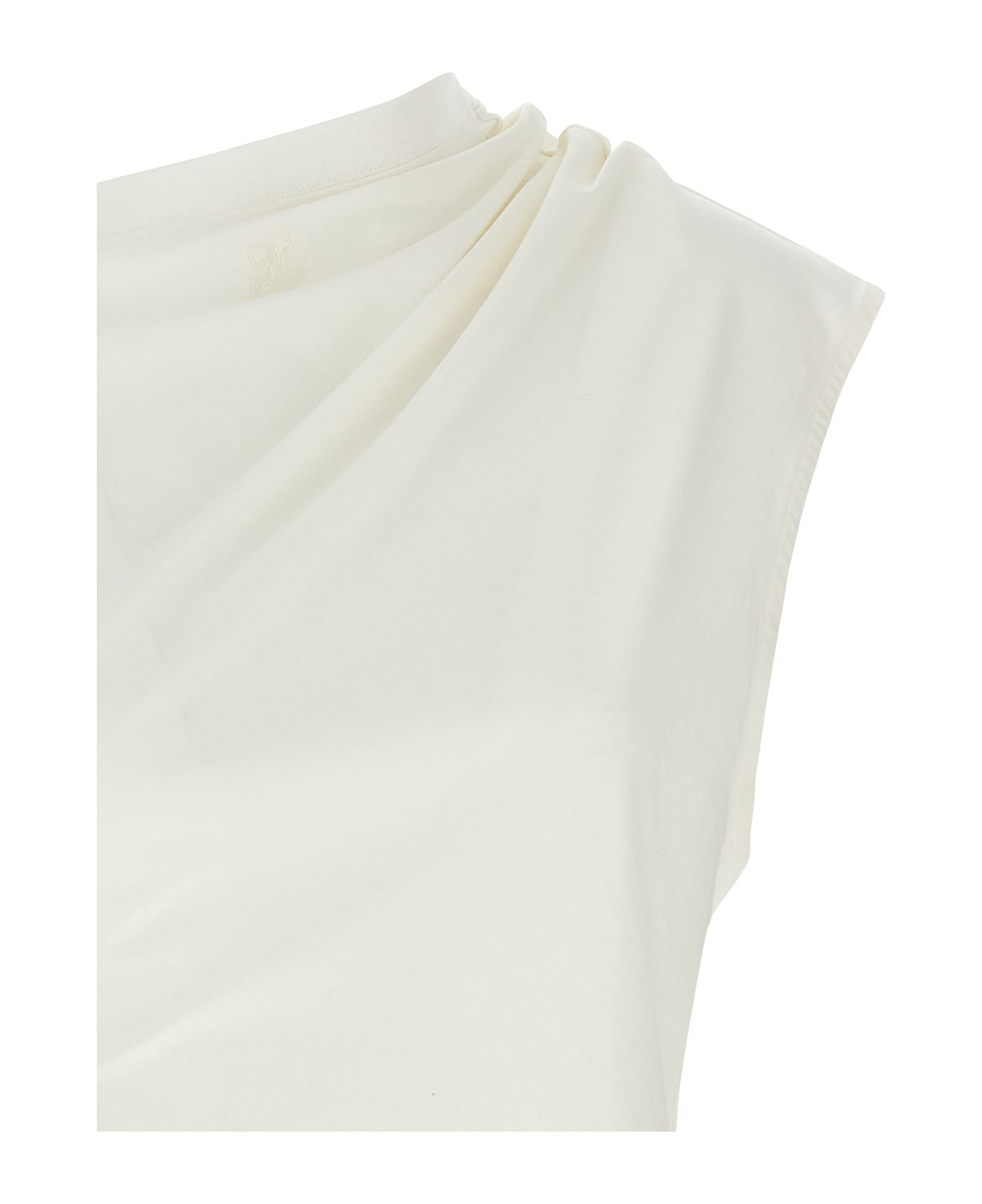 Courrèges 
twist Asymetrical
 T-shirt - White