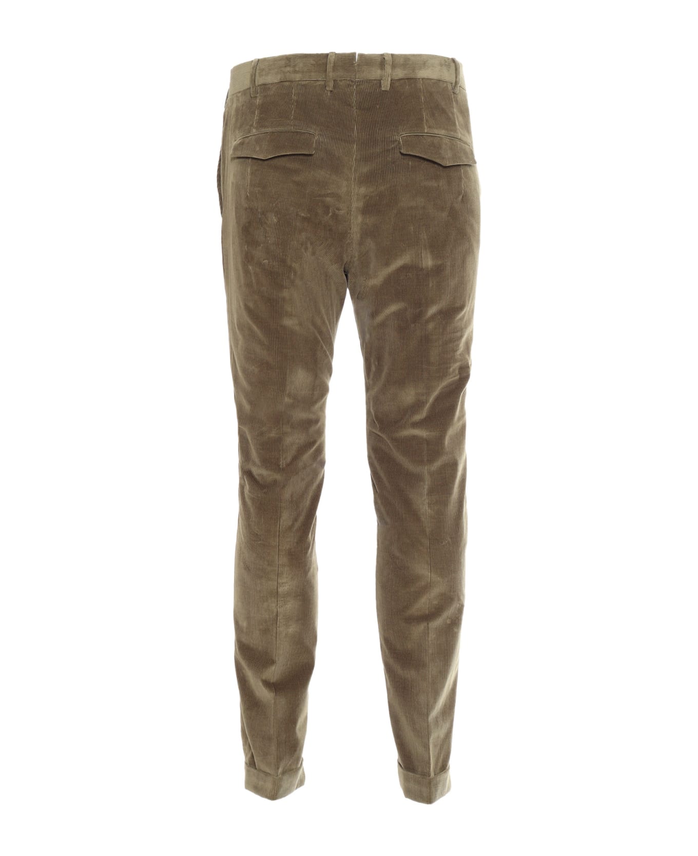 PT Torino Master, Flat Front, Diagonal Pockets, Flap Back Pockets, Turn-up - GREEN