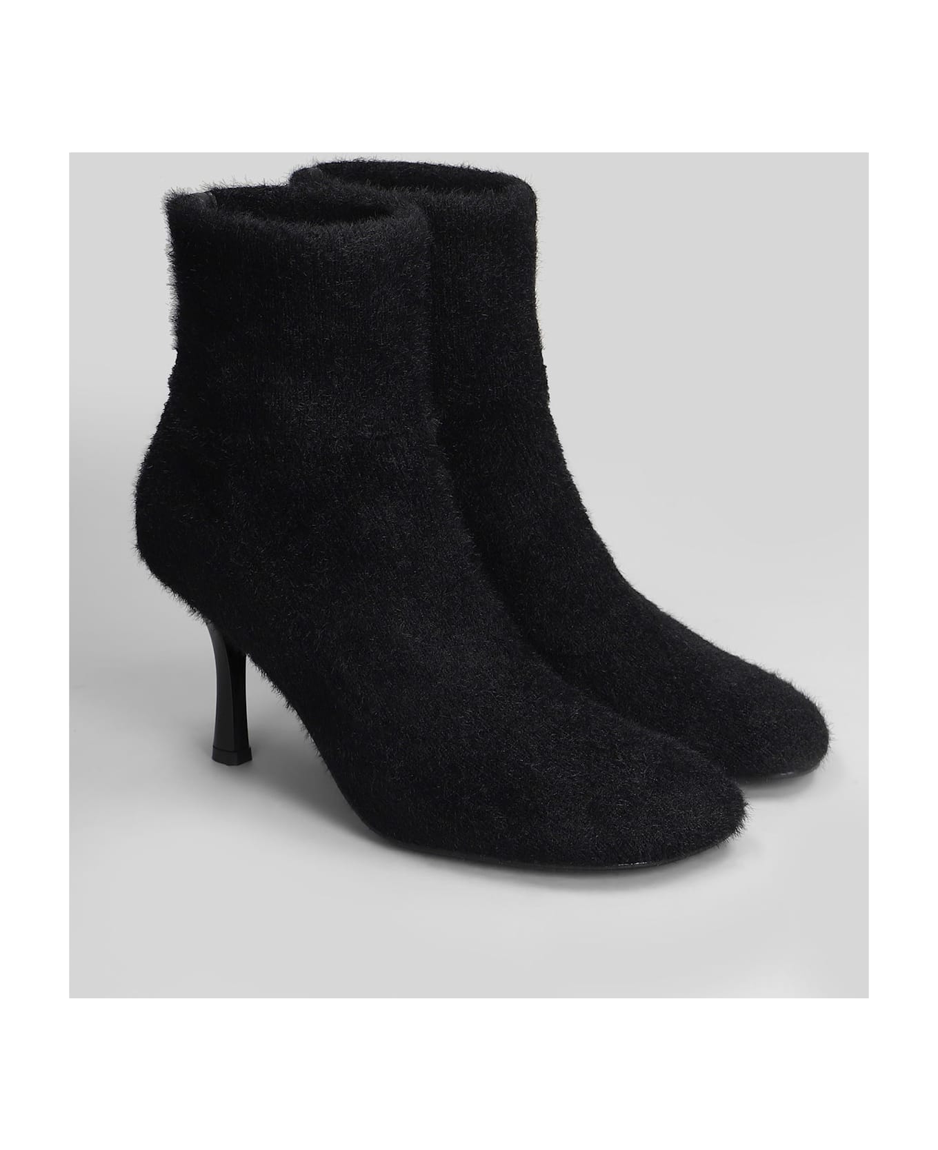 Lola Cruz High Heels Ankle Boots In Black Jersey - black