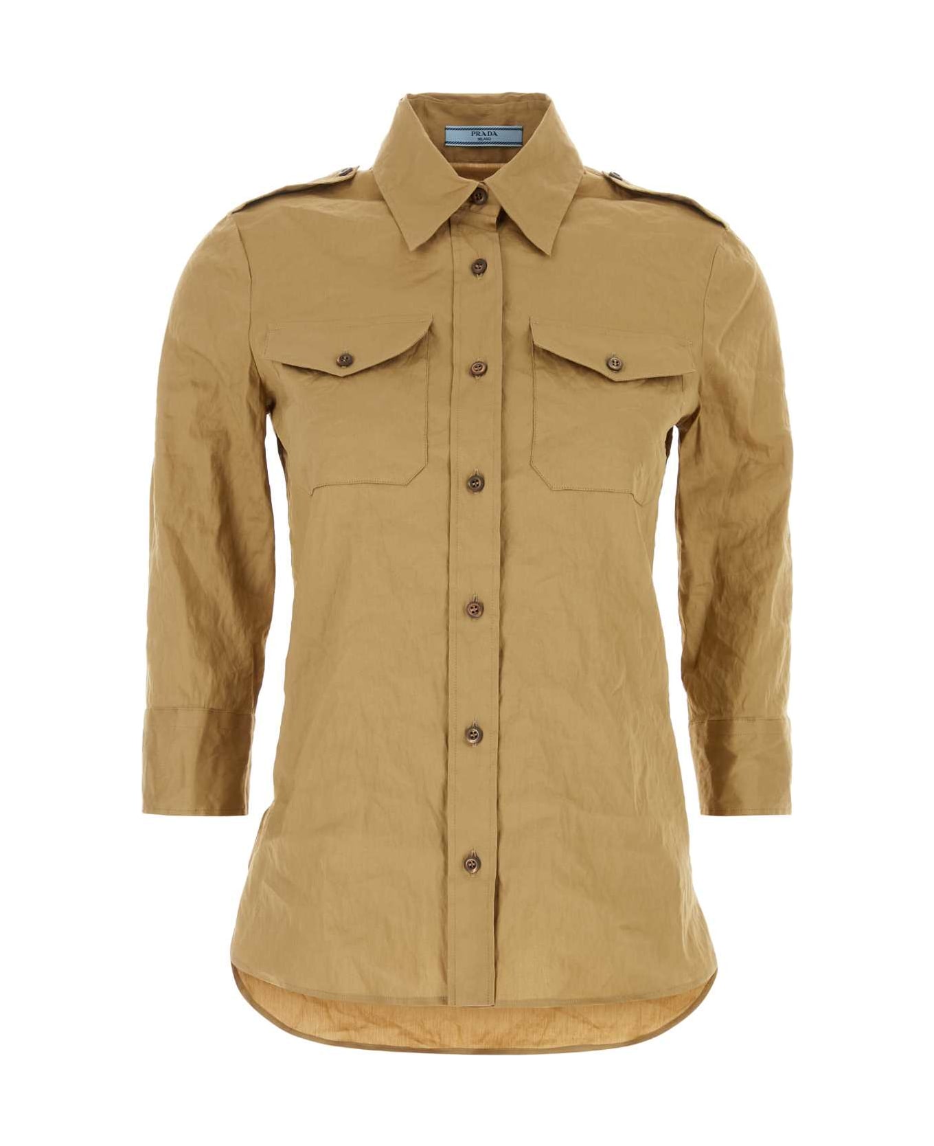 Prada Camel Stretch Poplin Shirt - KAKI
