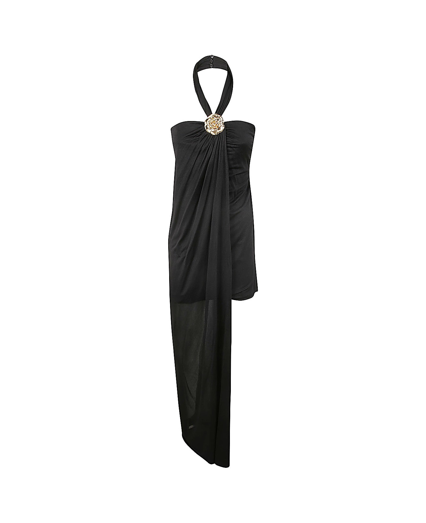 Blumarine 4a113a Dress Sable Goldrose - Black ワンピース＆ドレス