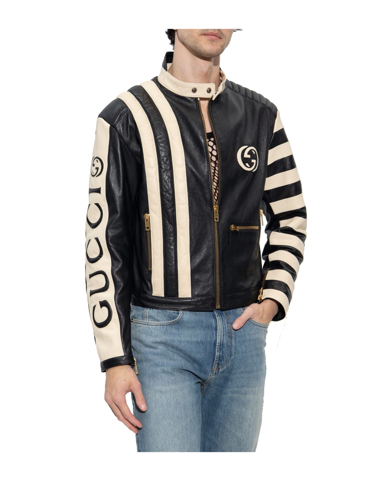 Gucci Leather Biker Lacket - Black ジャケット