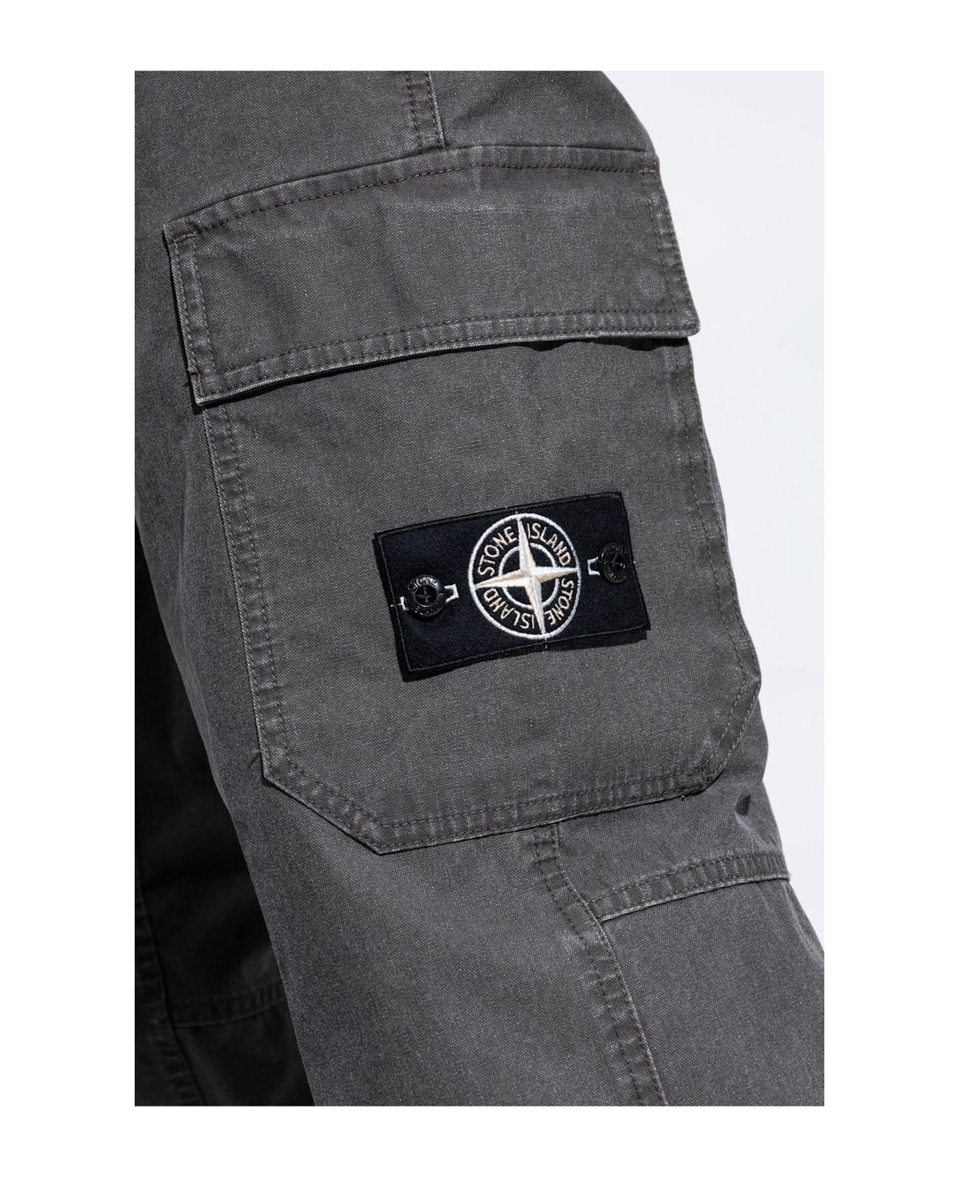 Stone Island Logo Patch Drawstring Pants - GREY