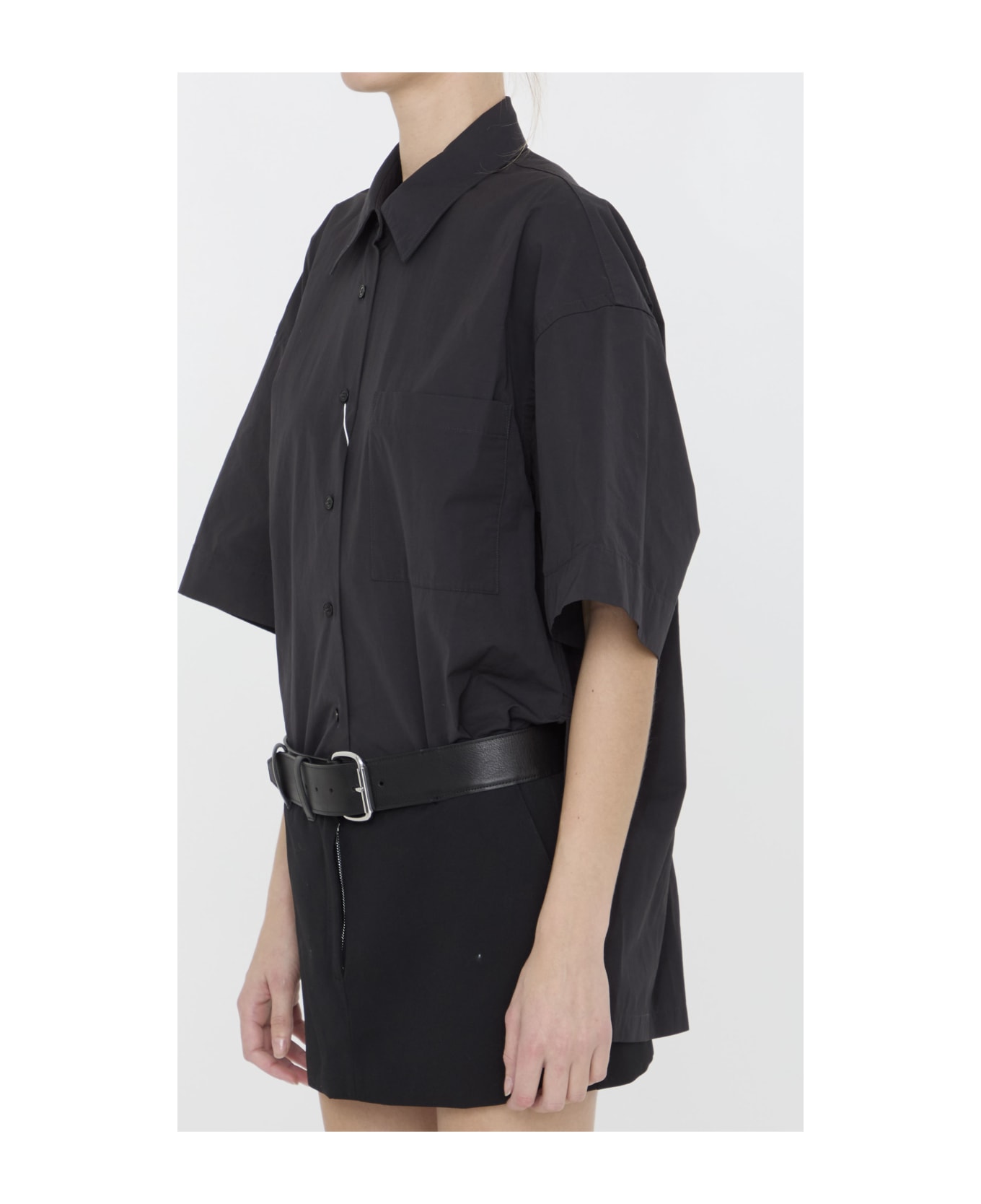 Alexander Wang Belted Mini Shirtdress - BLACK シャツ