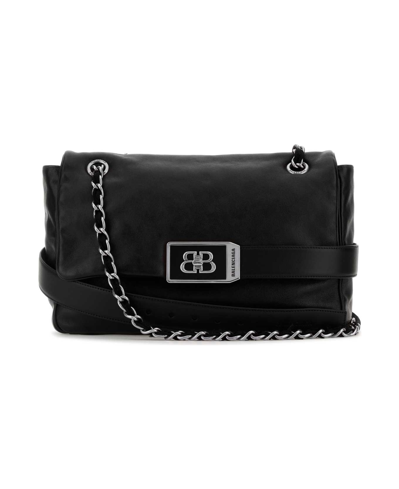 Balenciaga Black Leather Modu Shoulder Bag - Black