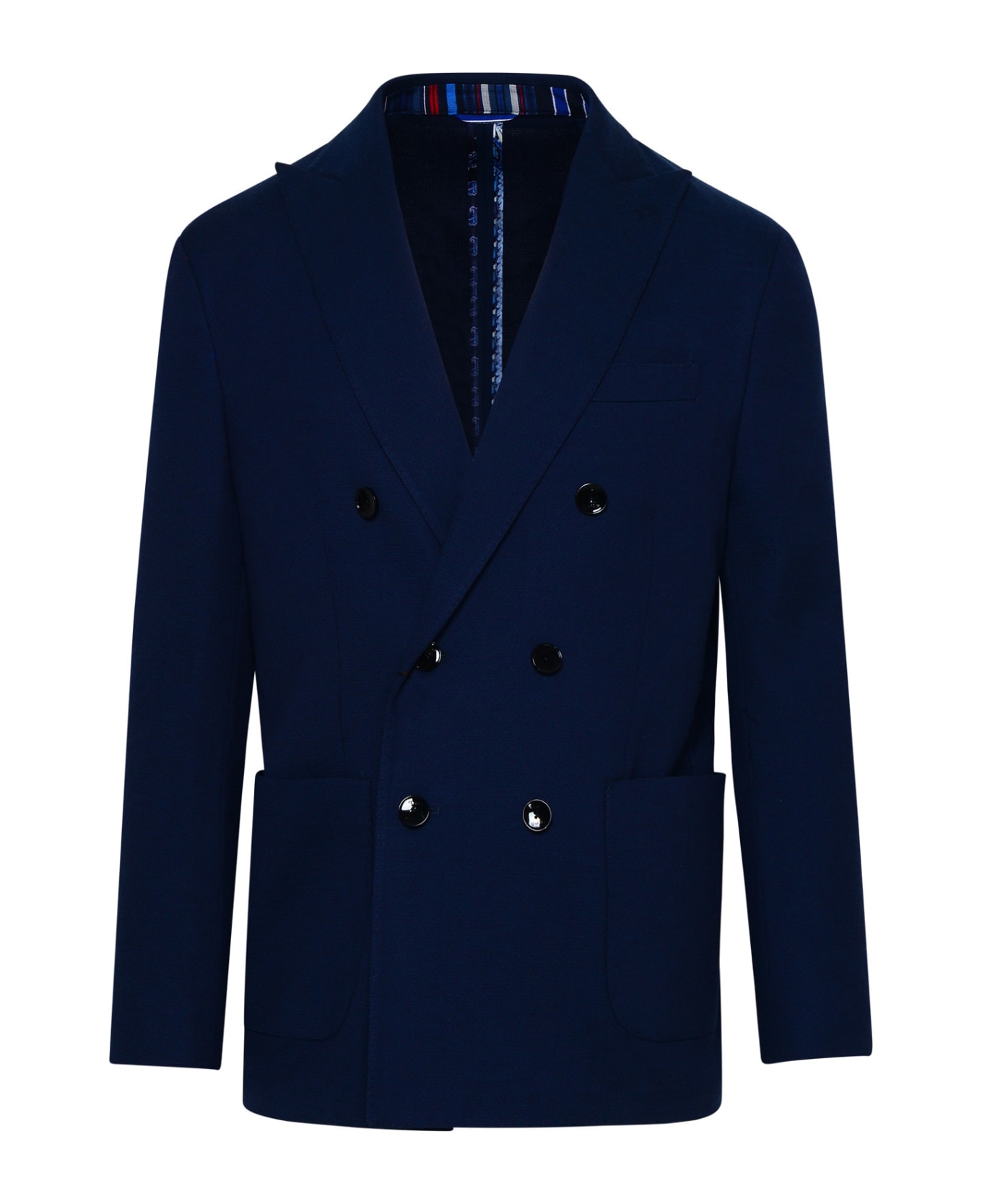 Etro Blue Cotton Blend Blazer Jacket - Blue