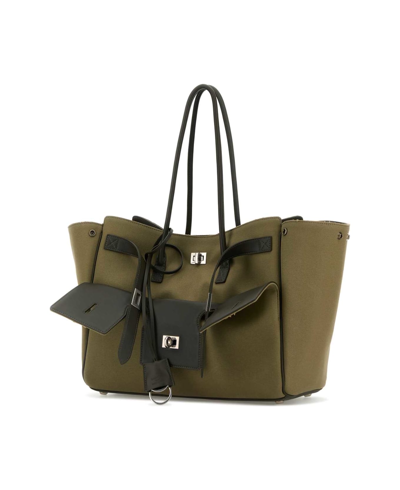 Balenciaga Army Green Canvas Medium Carry All Bel Air Handbag - KHAKI/KHAKI