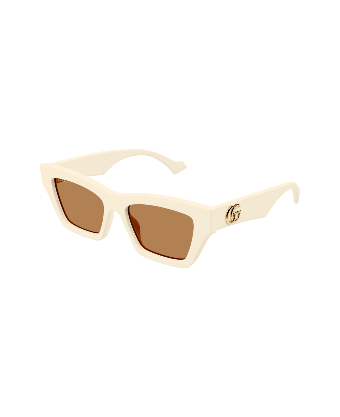 Gucci Eyewear Gucci Gg1753s Linea Emblem 003 Ivory Brown Sunglasses - Avorio