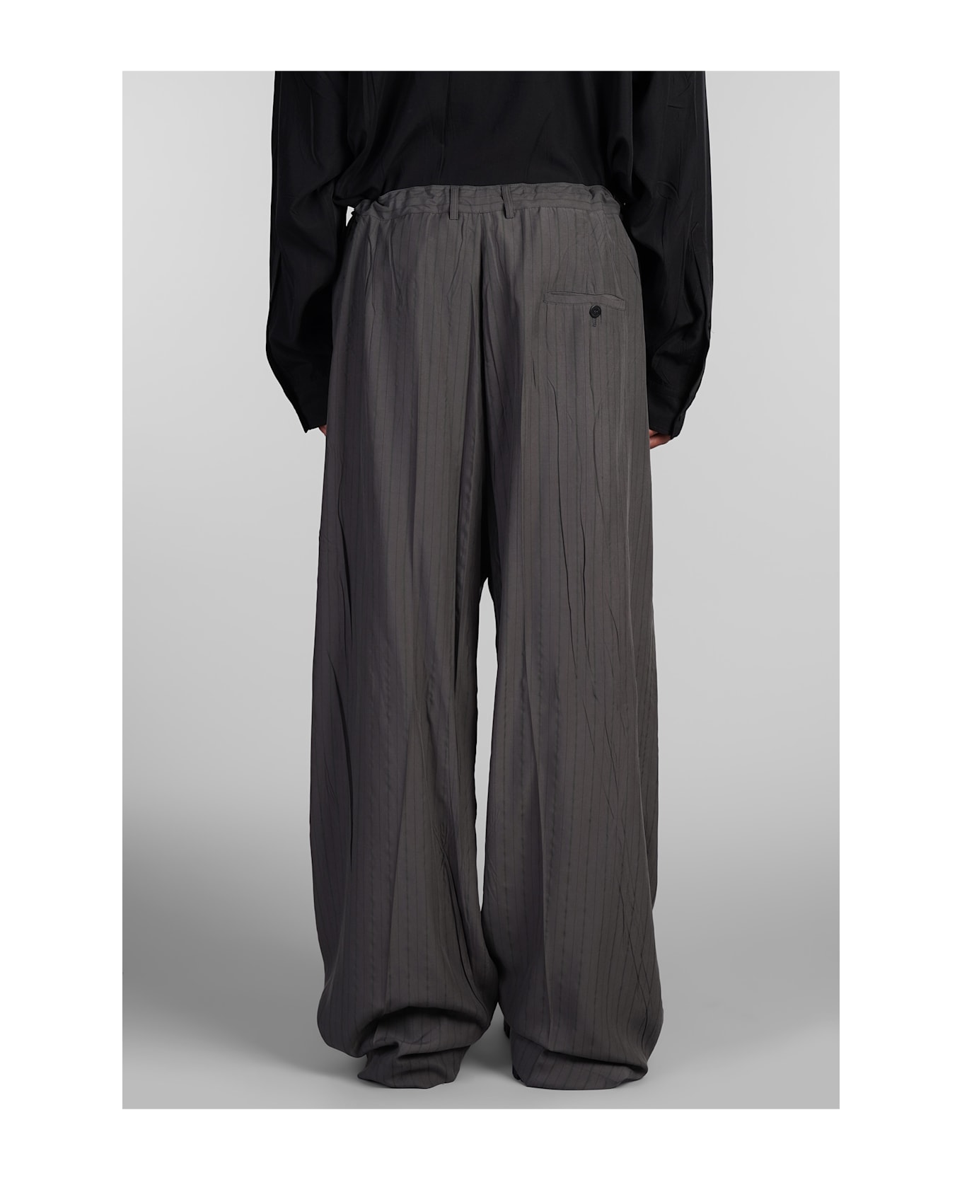 Balenciaga Pants In Green Wool And Polyester - GREYGREEN ボトムス