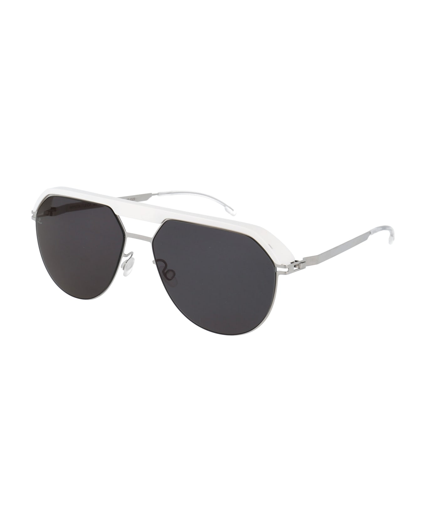 Mykita Ml02 Sunglasses - 523 MH52 Signal White/Shiny Silver Leica Black Solid
