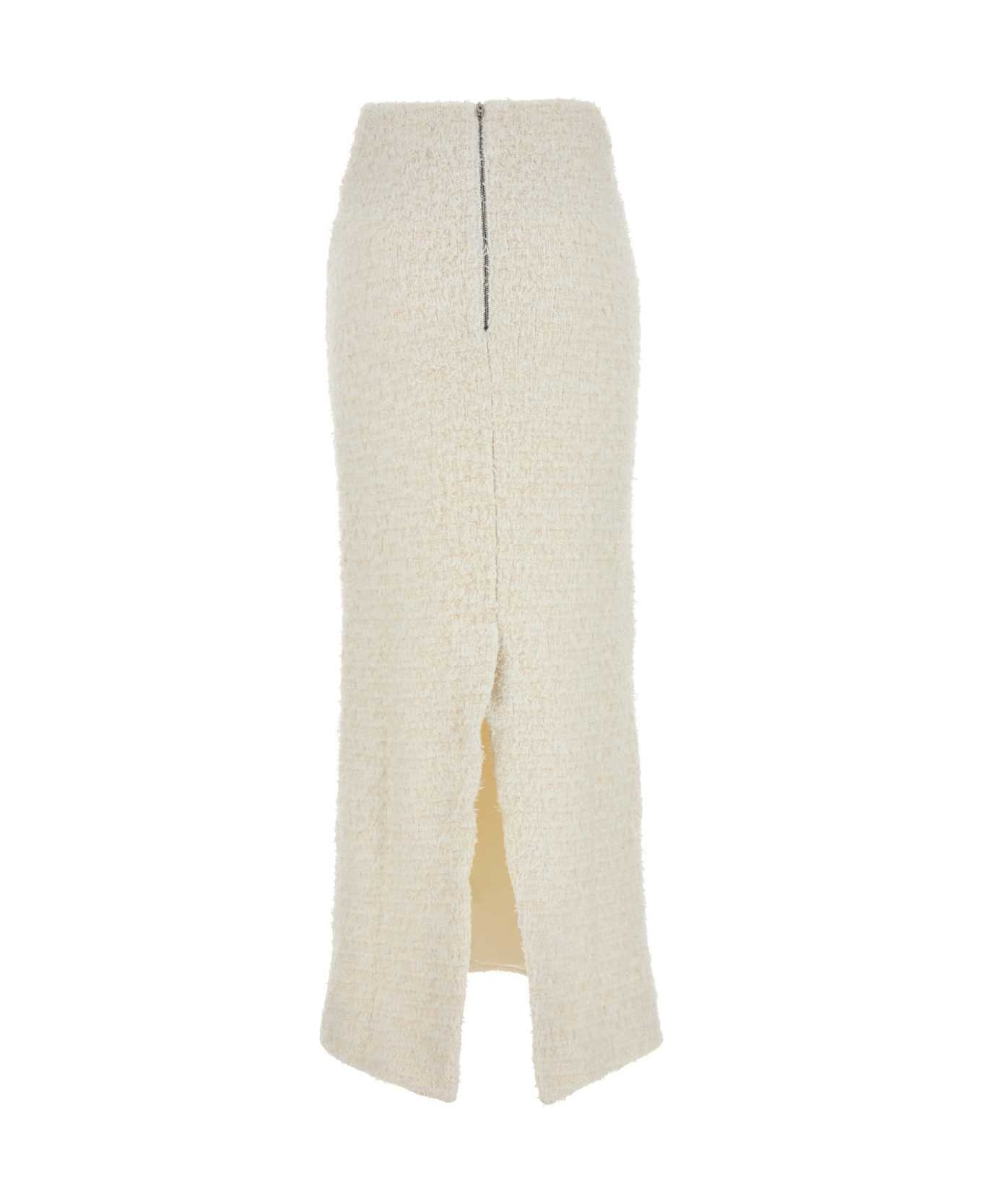 Balenciaga White Stretch Bouclã¨ Skirt - WHITE