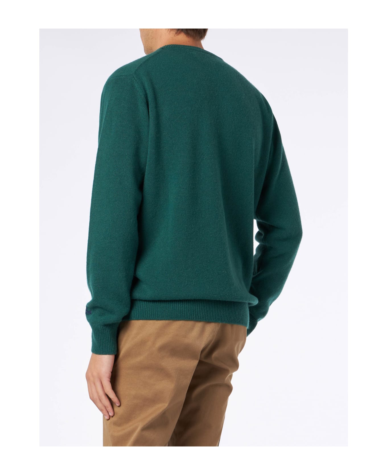 MC2 Saint Barth Man Crewneck Sweater With Courma Vs St. Moritz Jacquard - GREEN