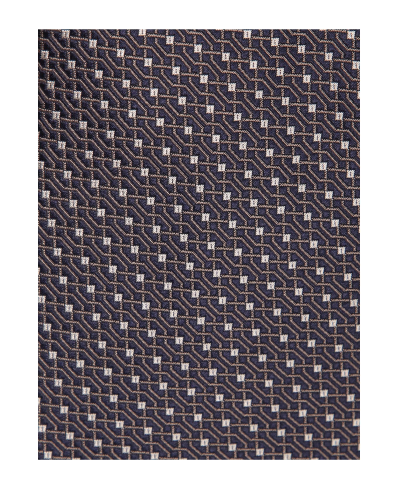 Canali Brown And Blue Geometric Tie - Brown