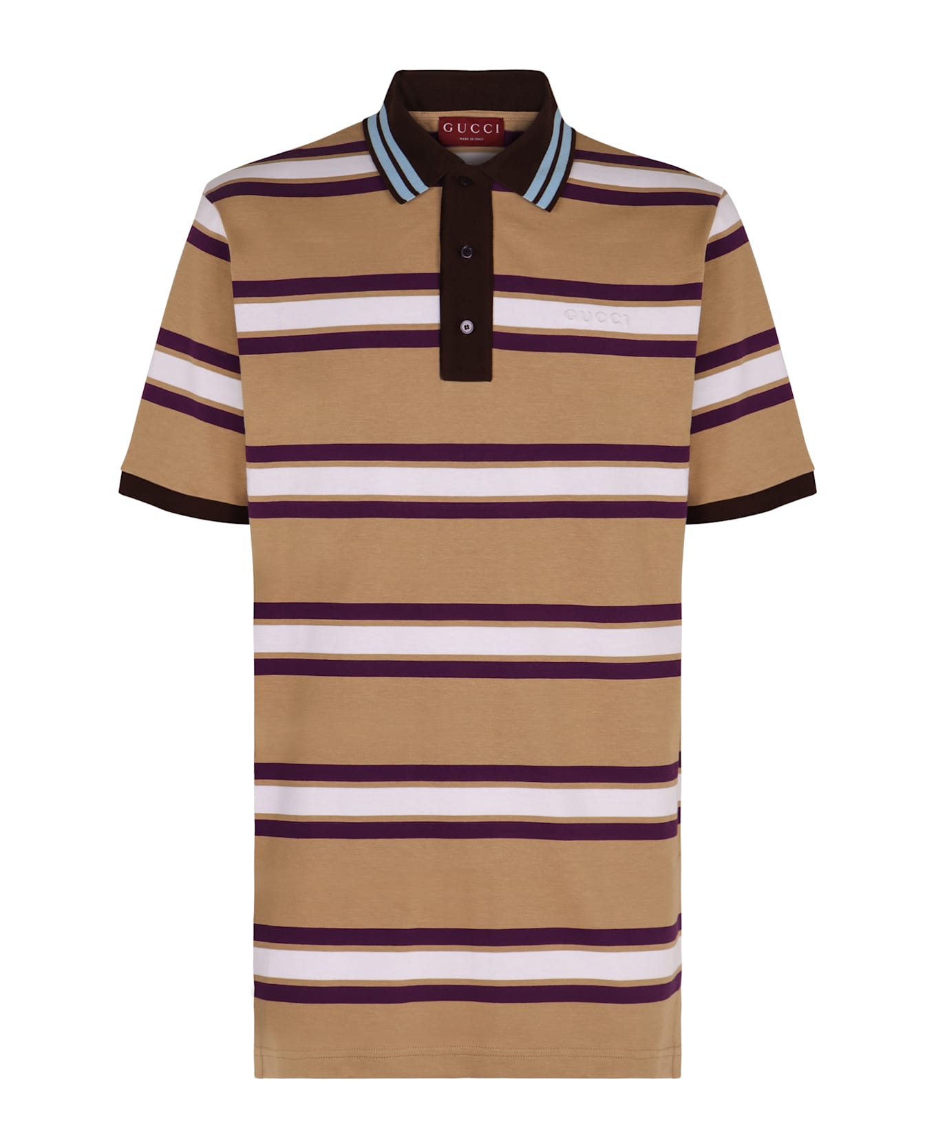 Gucci Striped Cotton Polo Shirt - Beige