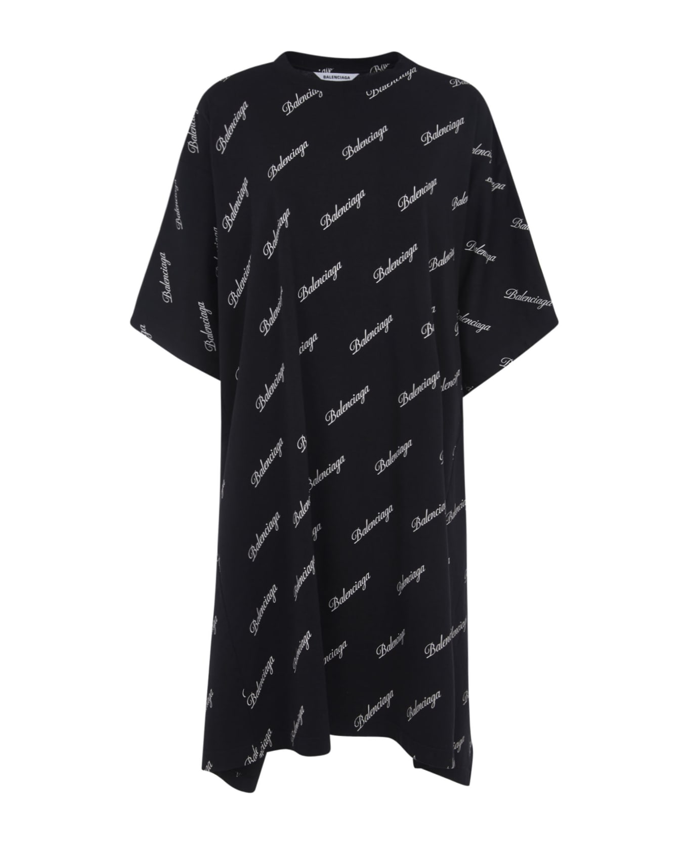 Balenciaga Logo Motif Print Dress - Black/White