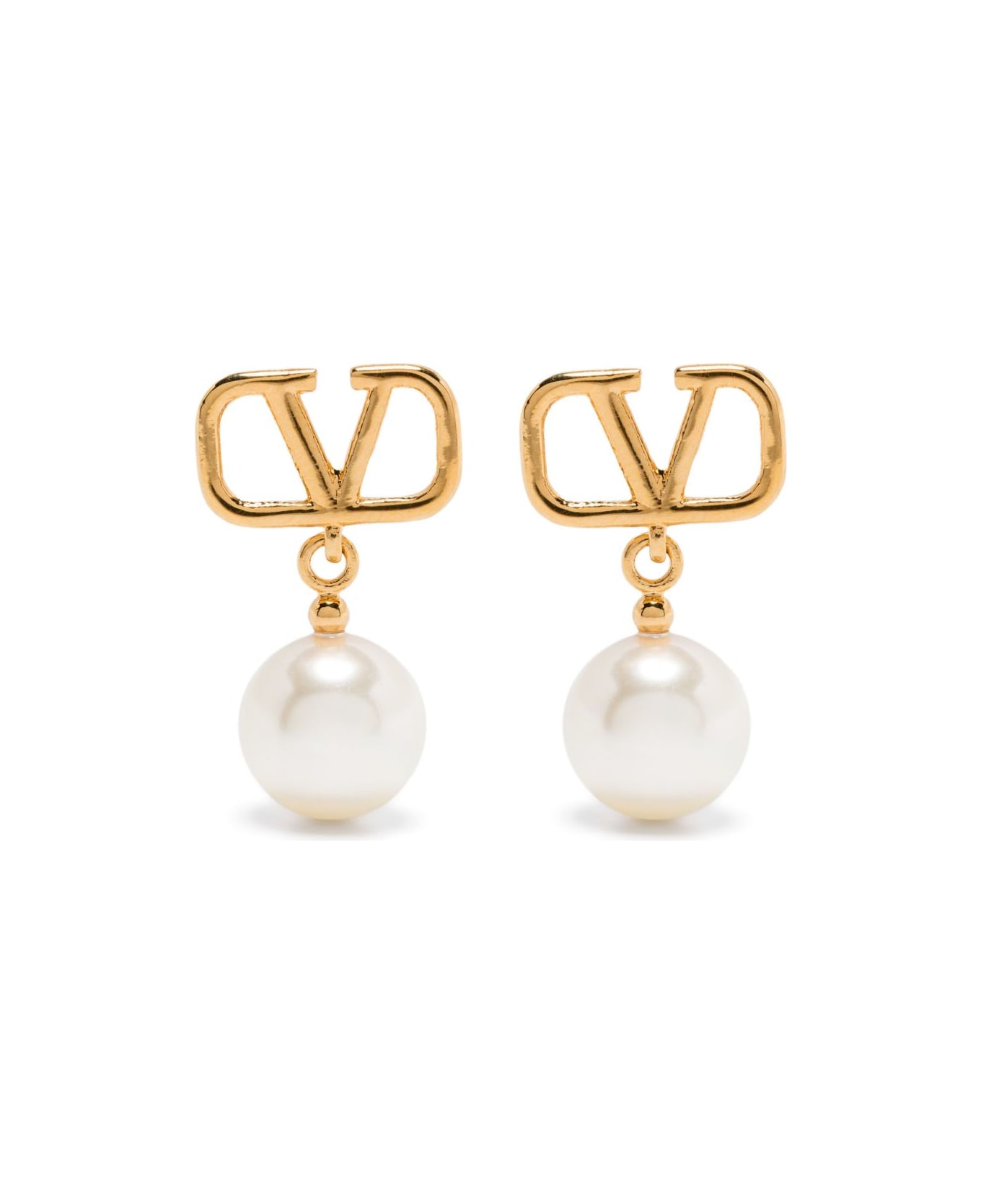 Valentino Garavani Vlogo Pearl Pendant Earrings - Golden