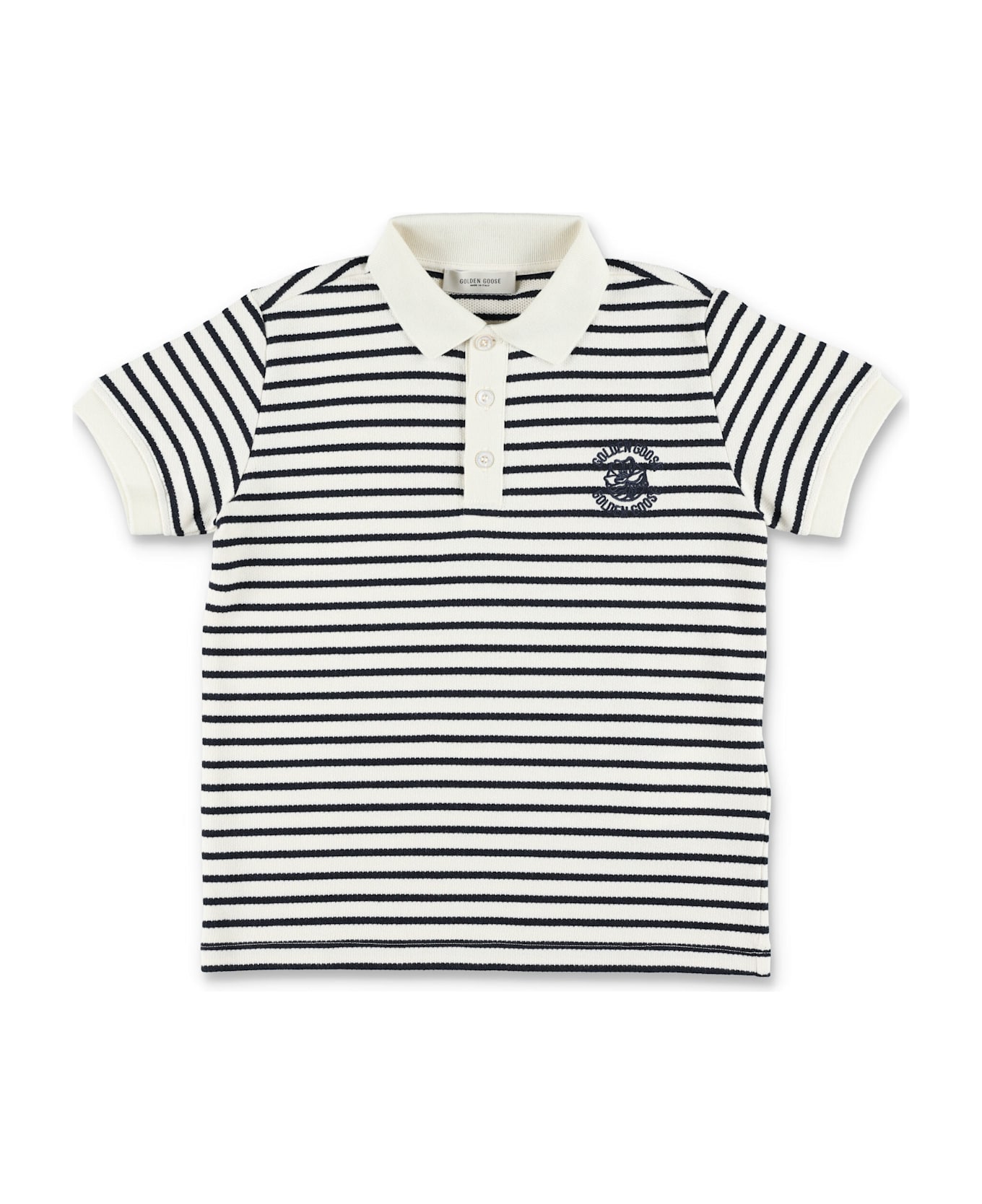 Golden Goose Kid - Striped Polo Shirt - ARTIC WOLF/DARK NAVY