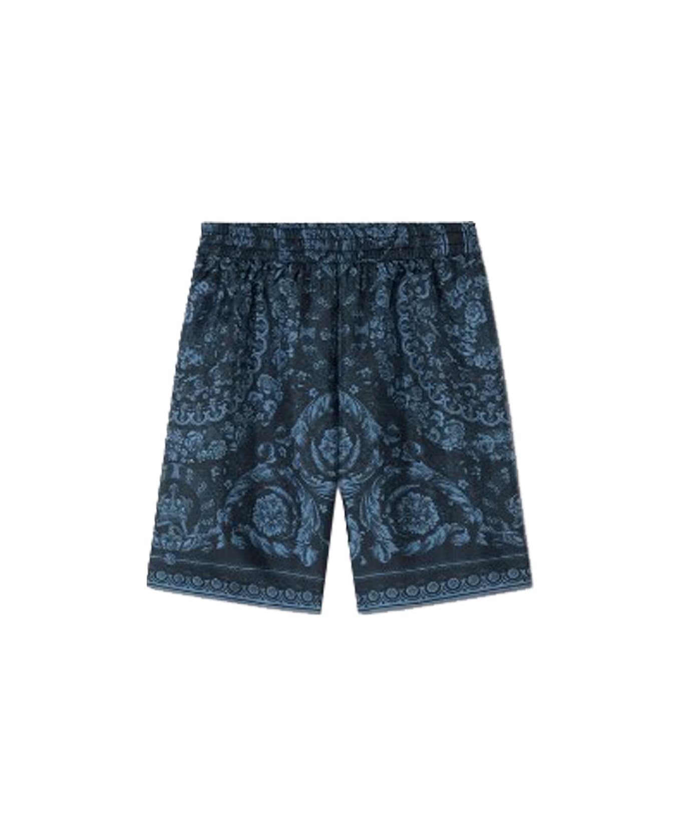 Versace Baroque Silk Shorts - Blue ボトムス