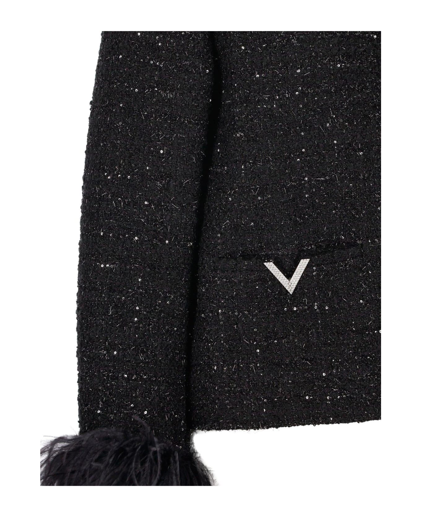 Valentino Logo Plaque Long-sleeved Jacket - Black
