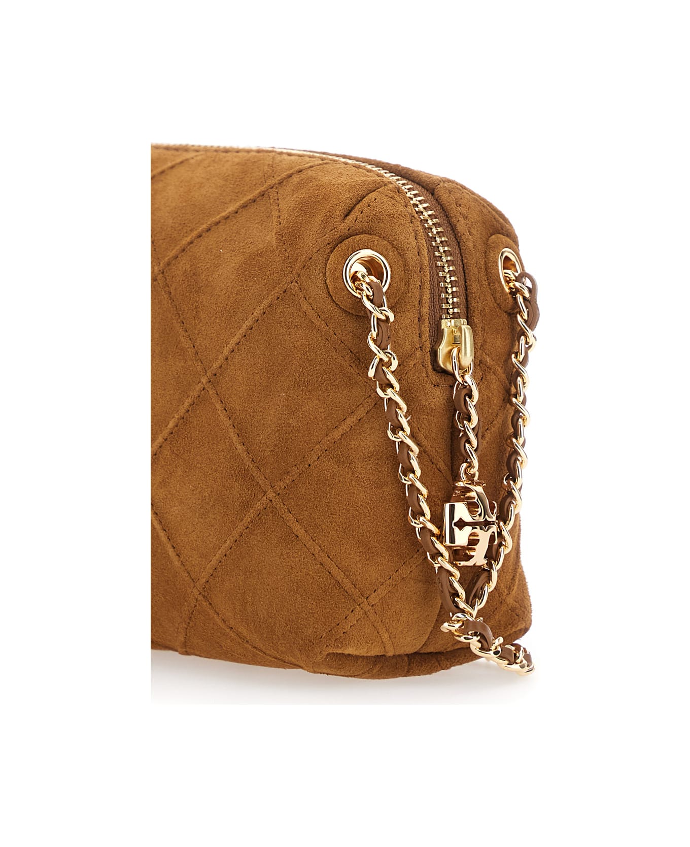 Tory Burch 'fleming' Brown Shoulder Bag With Chain Shoulder Strap And Logo Charm In Suede Woman - Brown