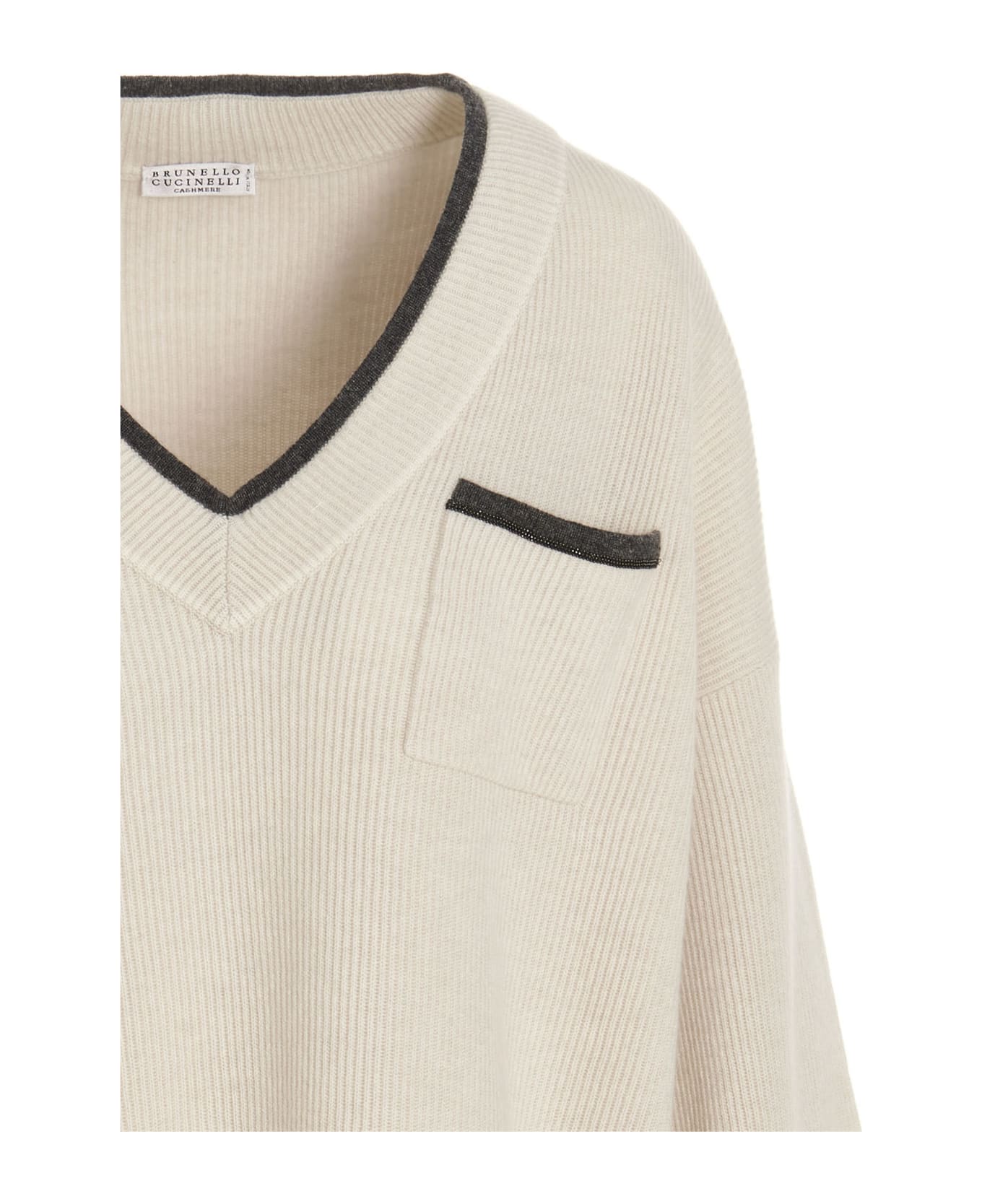 Brunello Cucinelli Ribbed Cashmere Sweater - Beige