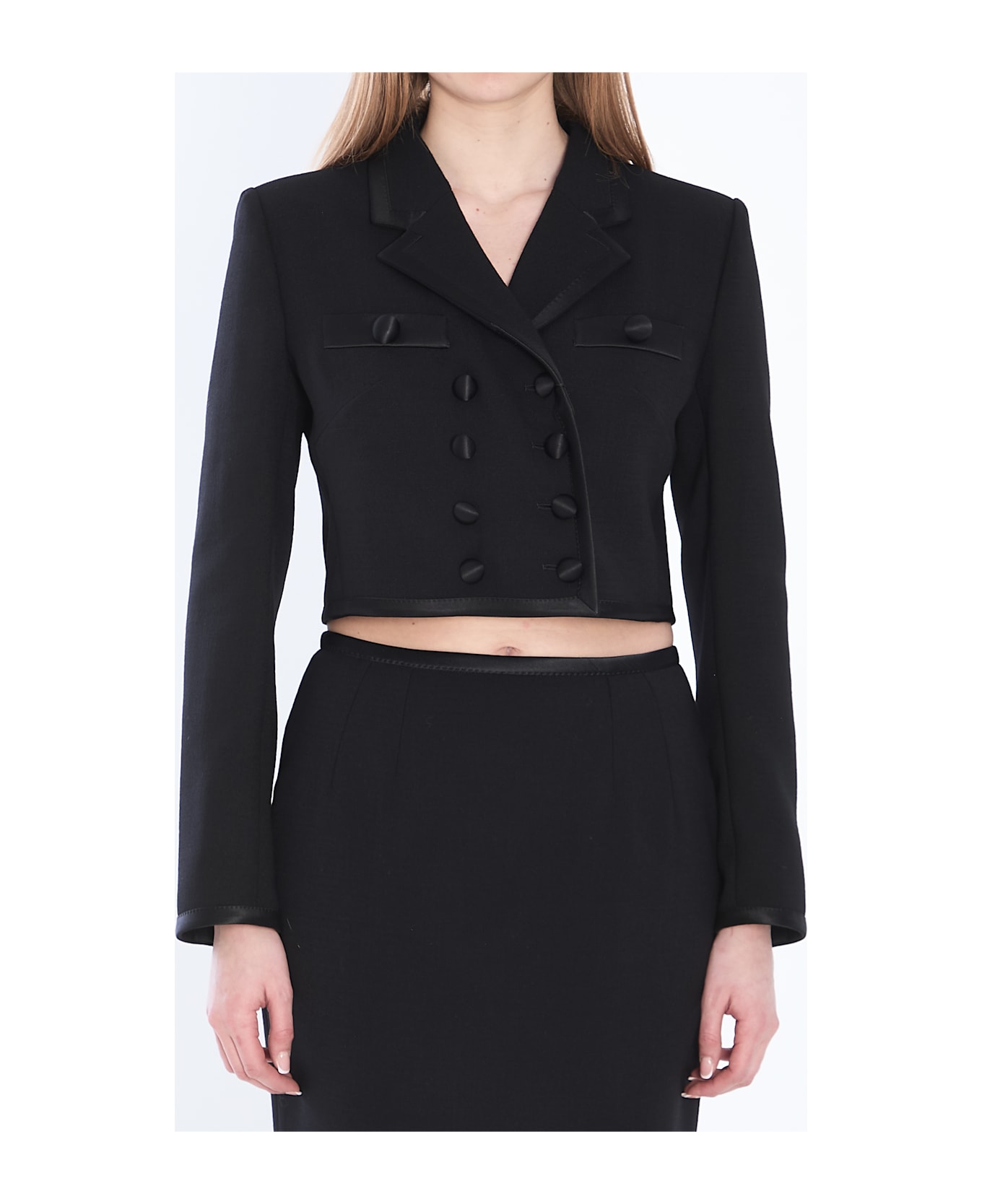 Dolce 
Gabbana Cropped Double-breasted Jacket - NERO