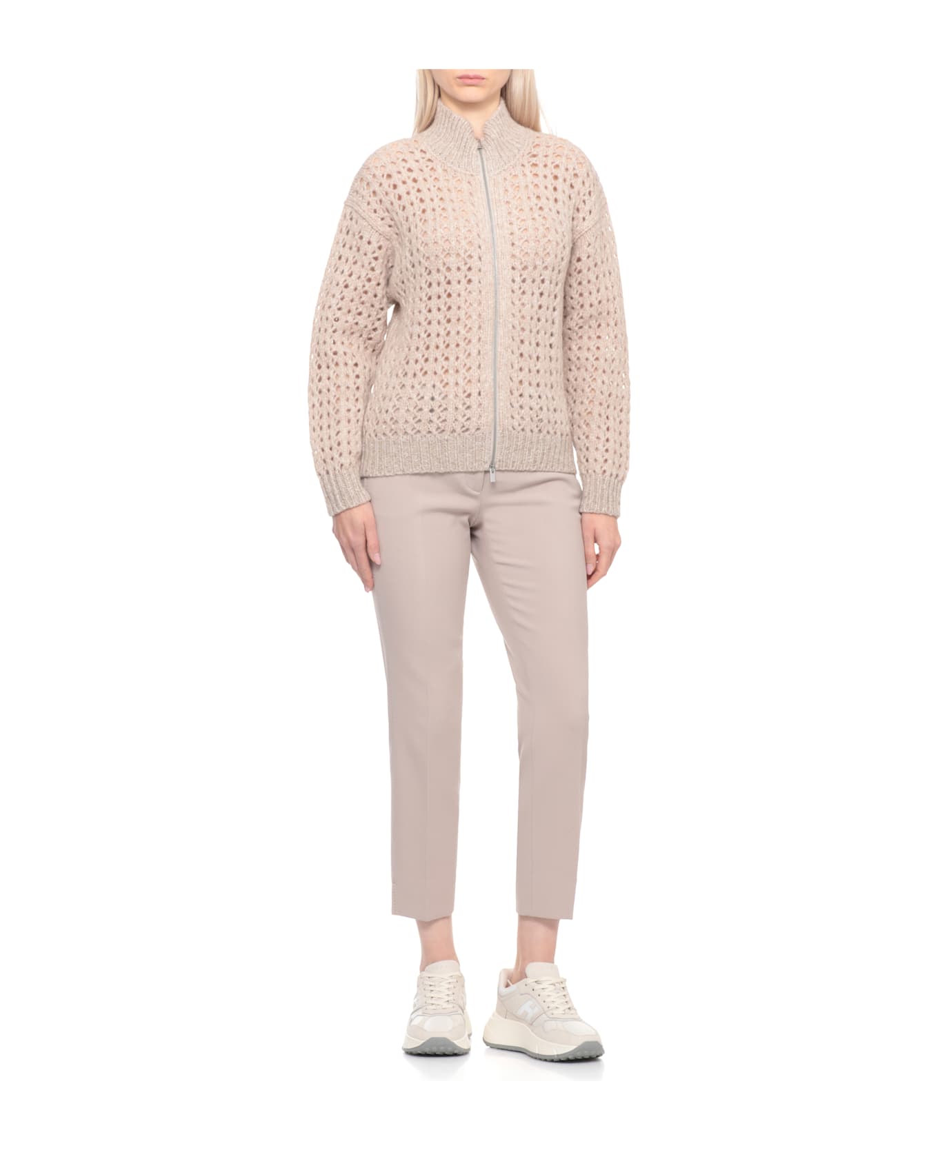 Peserico Alpaca And Wool Cardigan - Beige