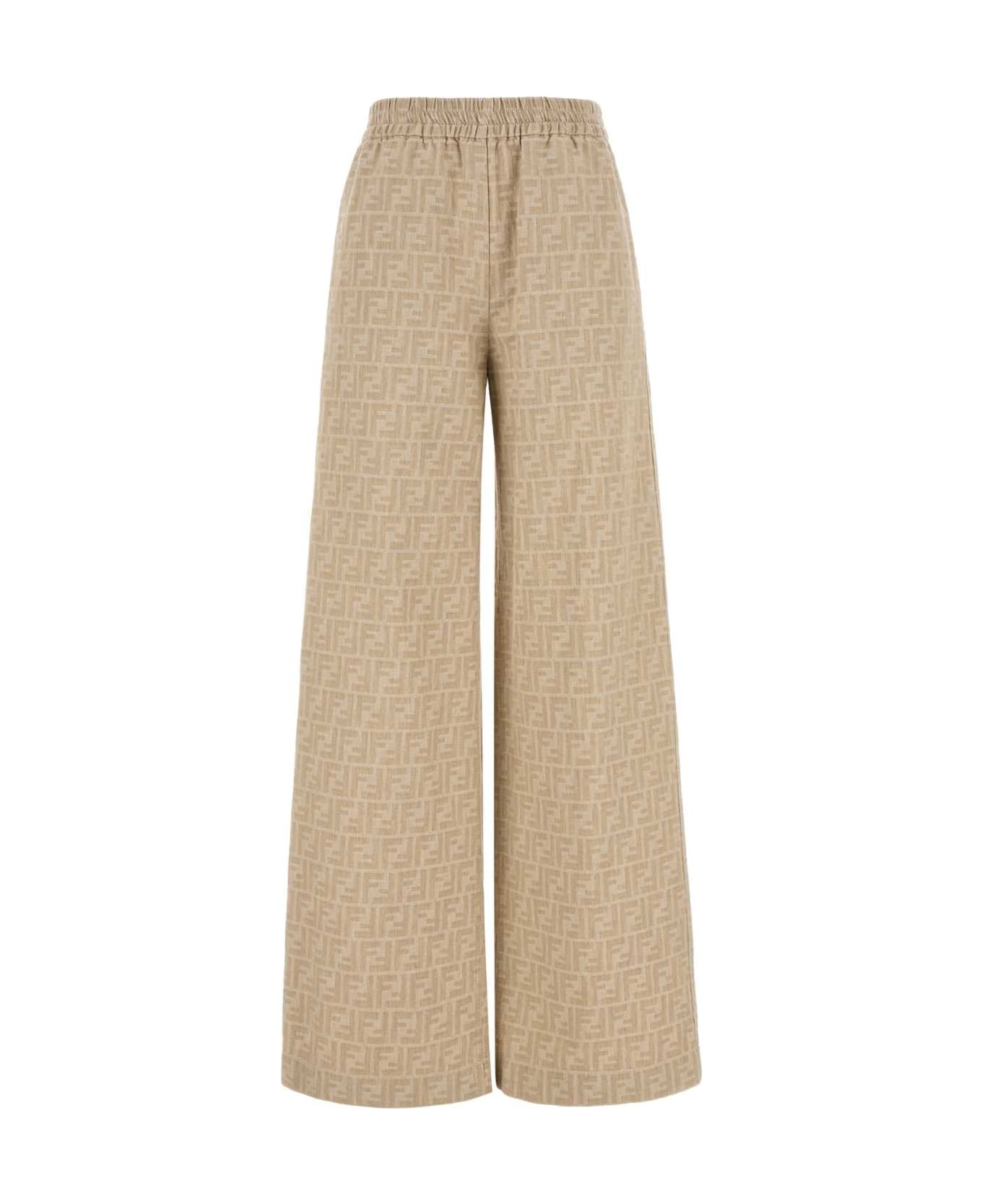 Fendi Embroidered Chambray Wide-leg Pant - RAFFIA-25