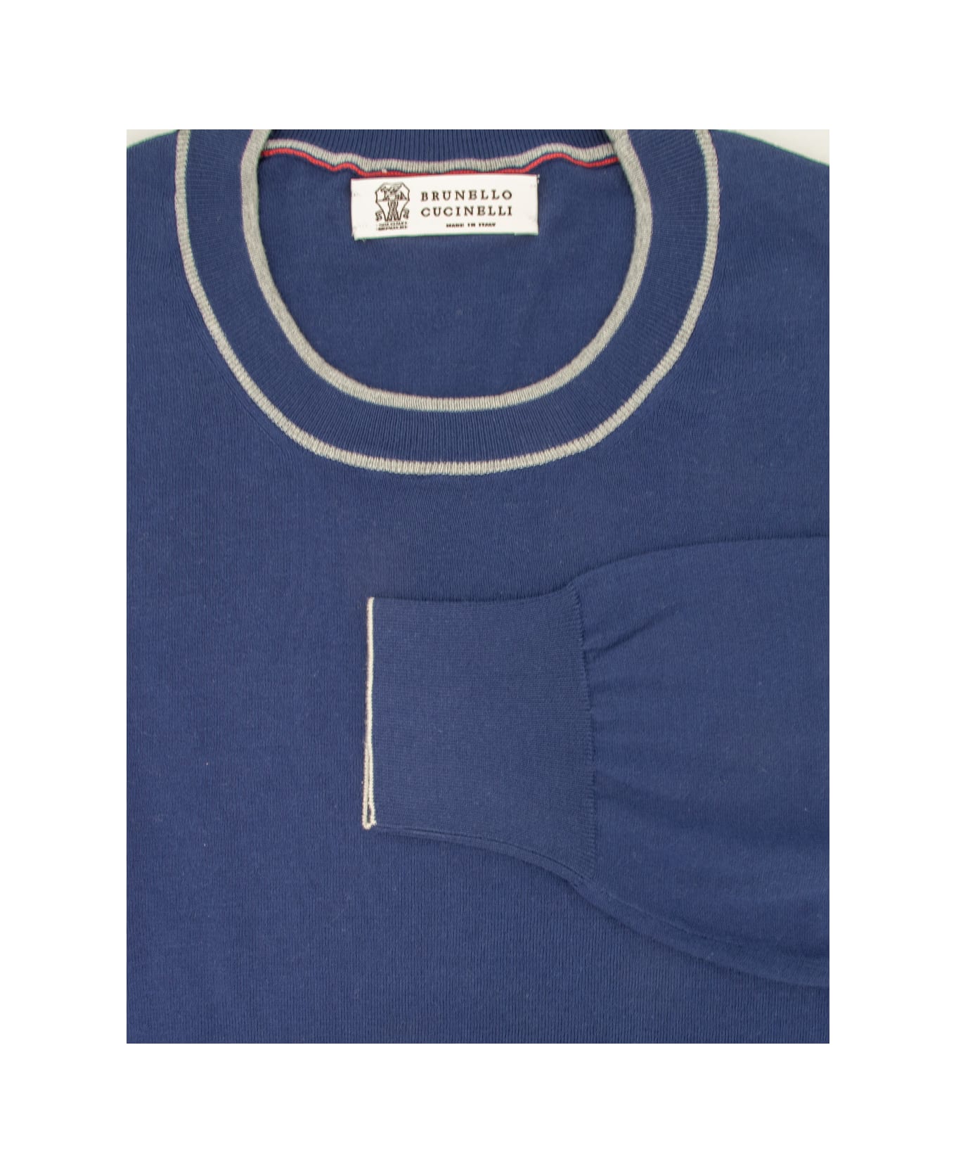 Brunello Cucinelli Cotton Sweater - PRUSSIA_GRIGIO CHIARO_CORDA フリース