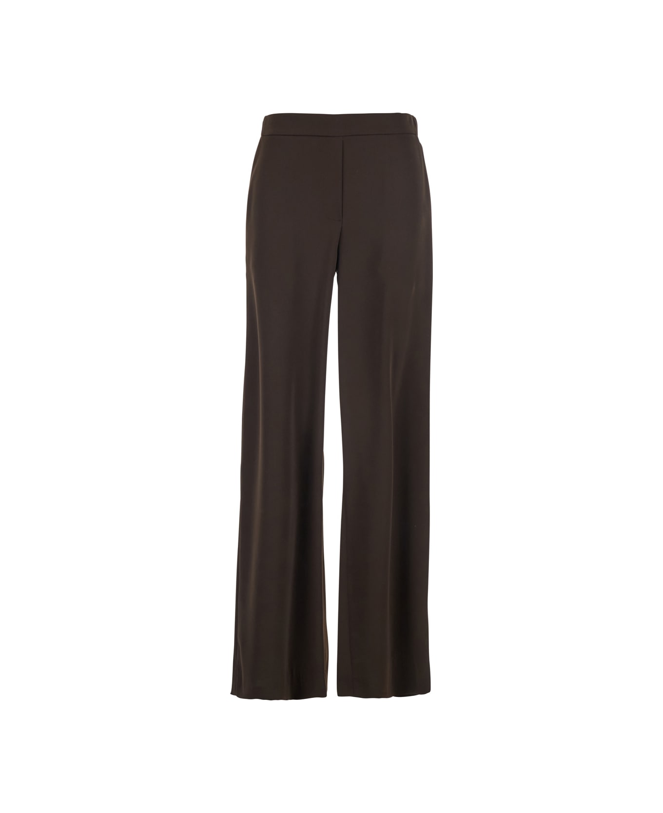 Parosh Brown Pants With Elastic Waist And Wide Leg In Fabric Woman - Brown ボトムス