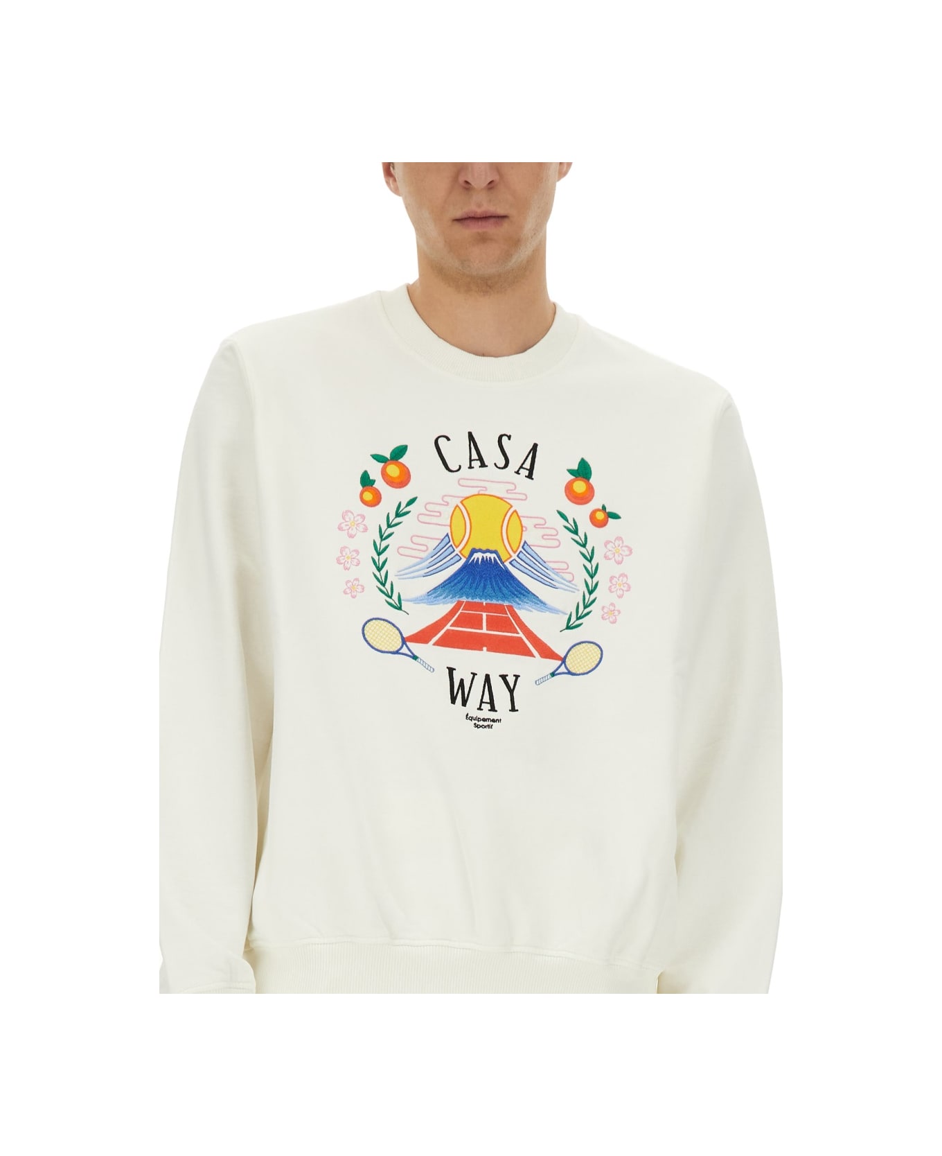 Casablanca Sweatshirt With 
home Way Mountain
 Embroidery - White