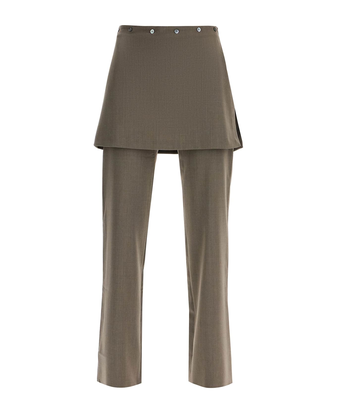 Paloma Wool Lander Pants With Overlapping Skirt Overlay - BROWN (Beige)