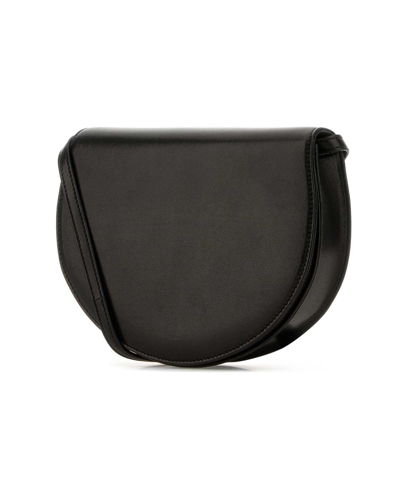 The Row Black Leather Canteen Shoulder Bag - BLACKANS