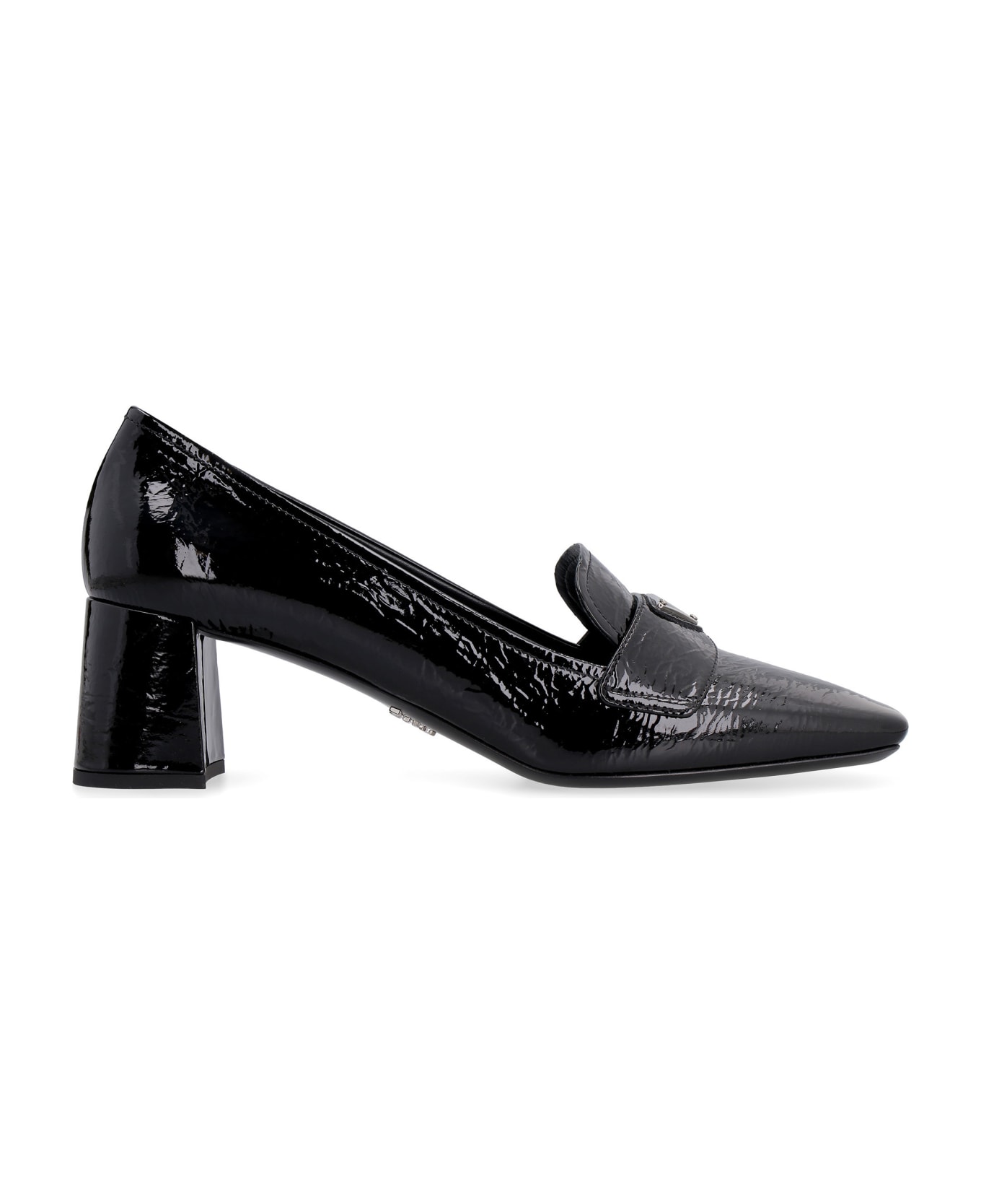 Prada Patent Leather Heeled Loafers - black