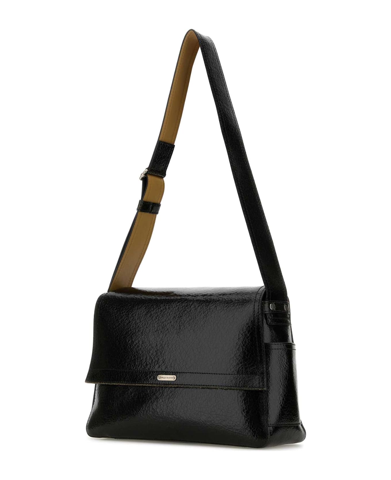 Alexander McQueen Black Leather The Slouch Crossbody Bag - BLACKCARAMELSILVER