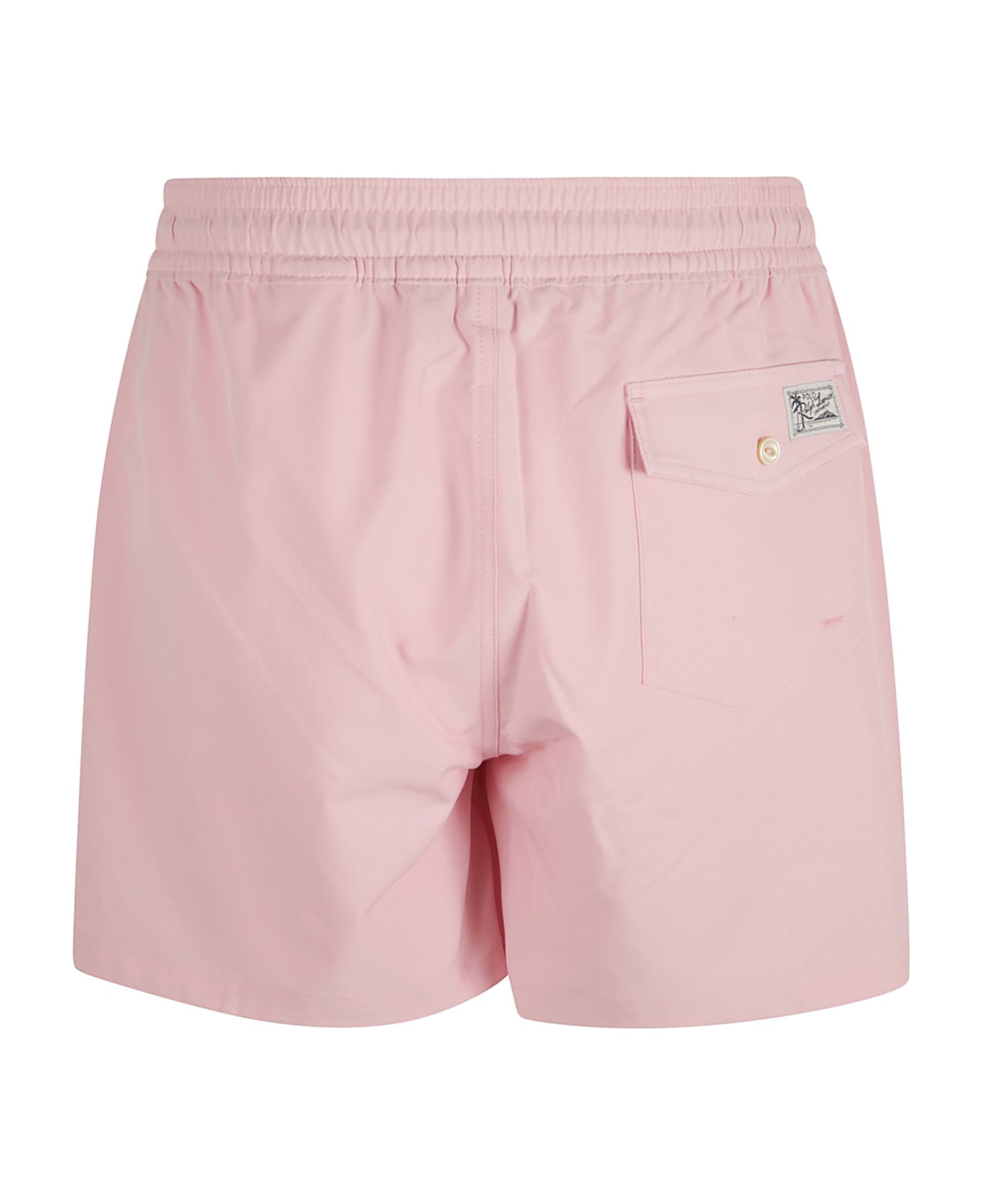 Ralph Lauren Logo Embroidered Elastic Drawstring Waist Swim Shorts - Garden Pink