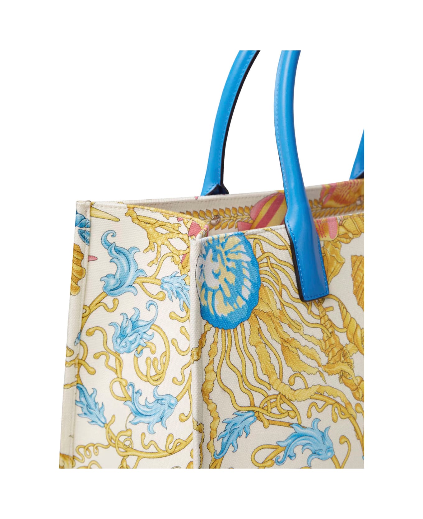 Versace Multicolor Tote Bag With Medusa Detail On The Front And All-over Underwater Barocco Print In Cotton Woman - Multicolor