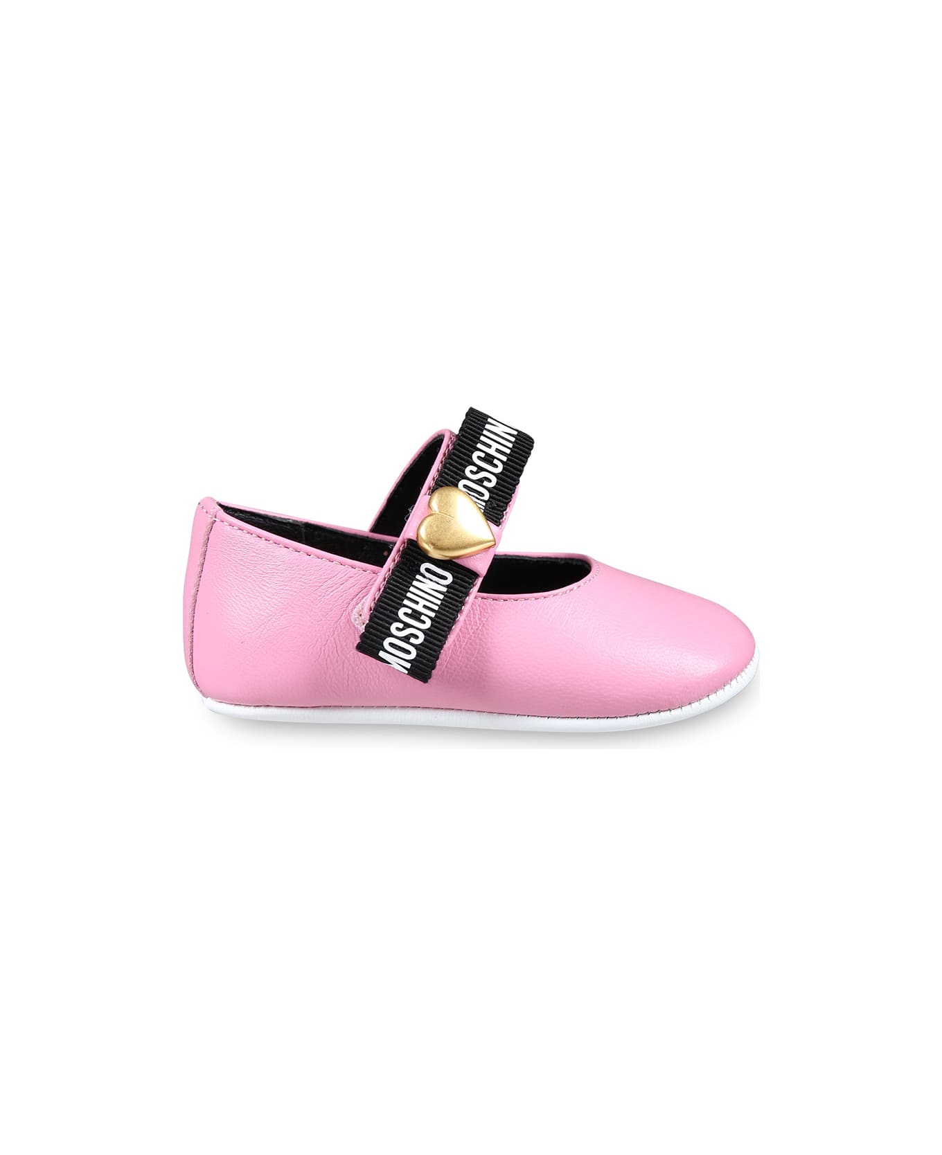 Moschino Pink Ballet Flats For Baby Girl With Heart - Pink