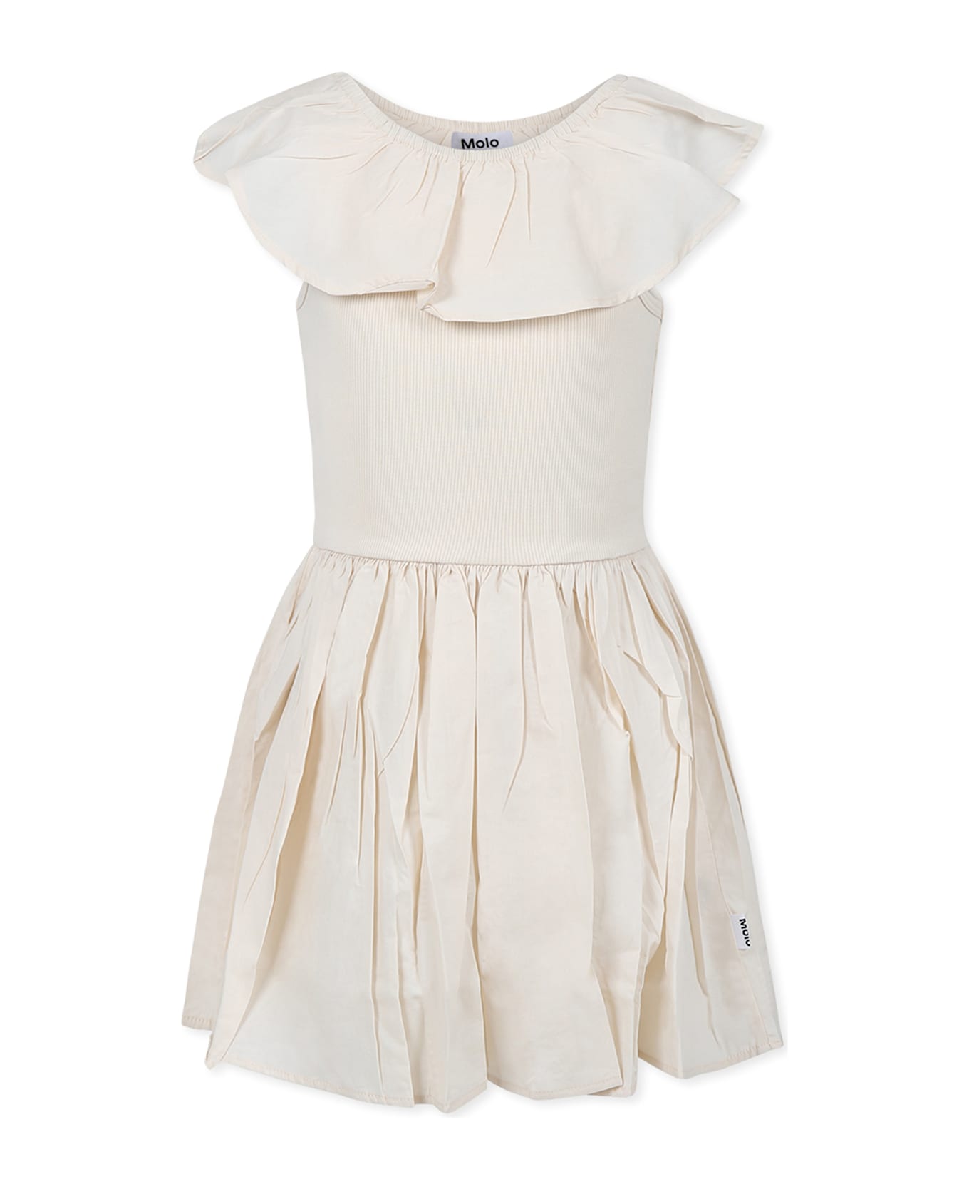 Molo Ivory Dress For Girl - Ivory