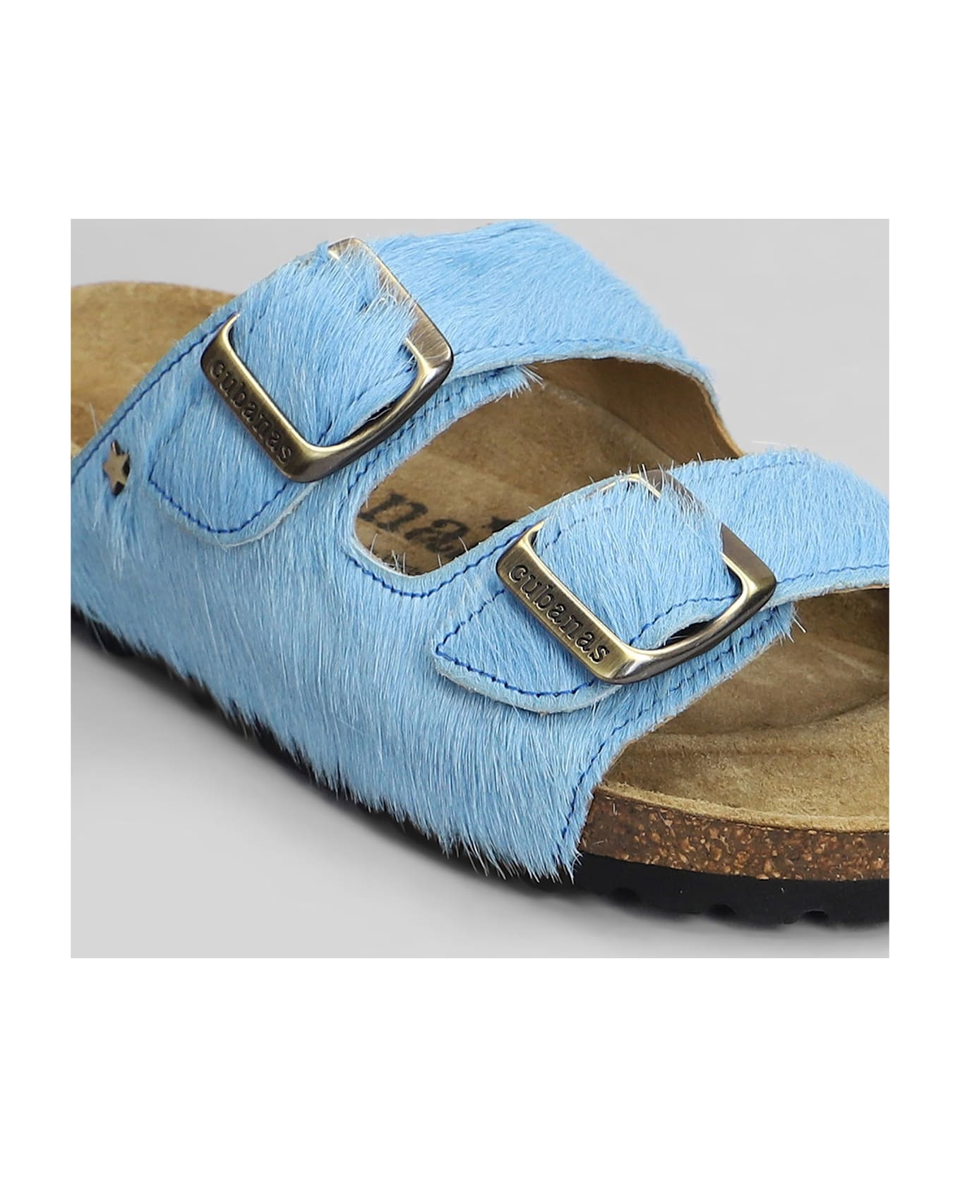 Cubanas Amalia Flats In Cyan Pony Skin - cyan